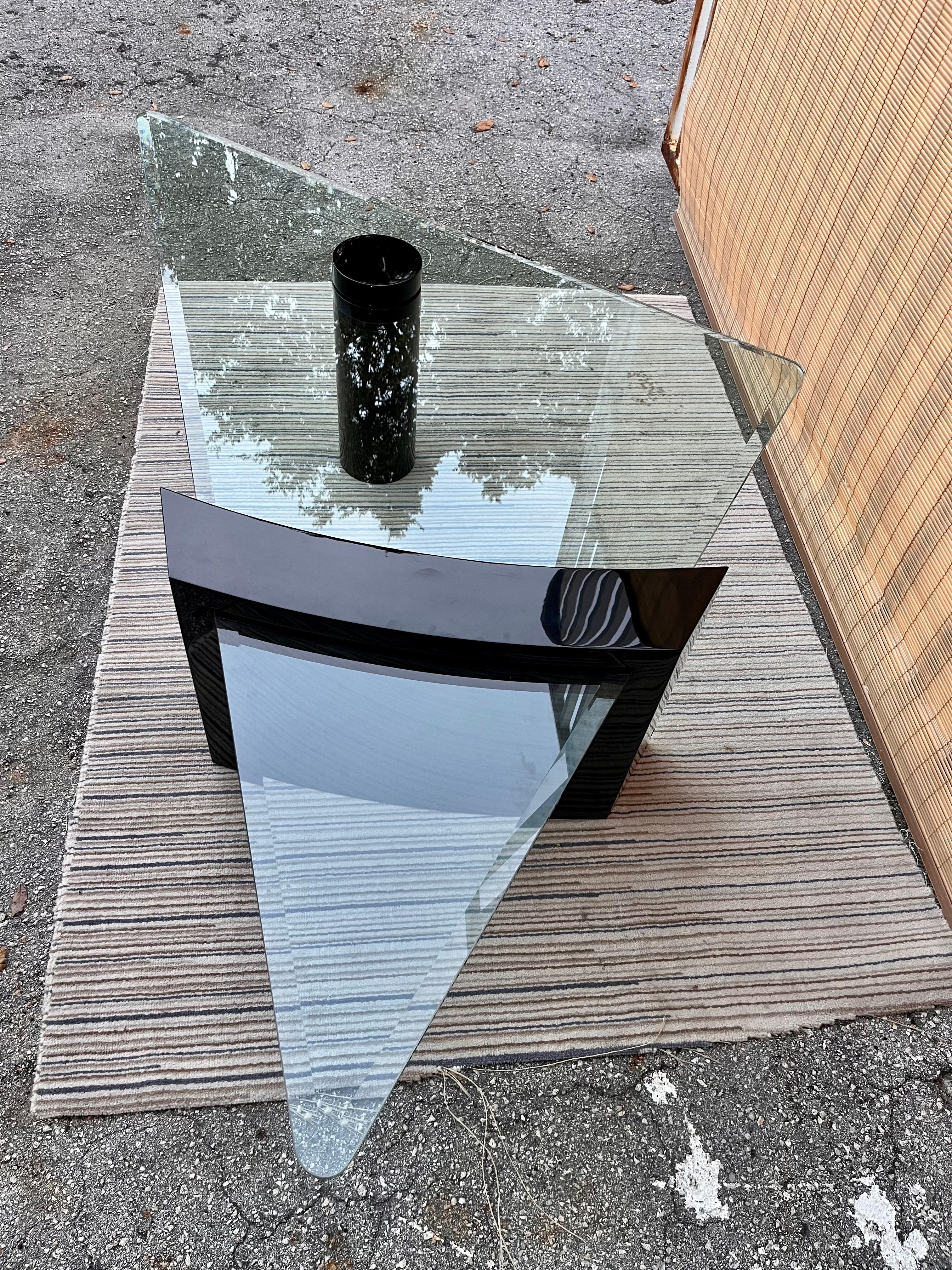 1980s, Post Modern Black Lacquer Coffee Table in the Roger Rougier Style In Good Condition For Sale In Miami, FL