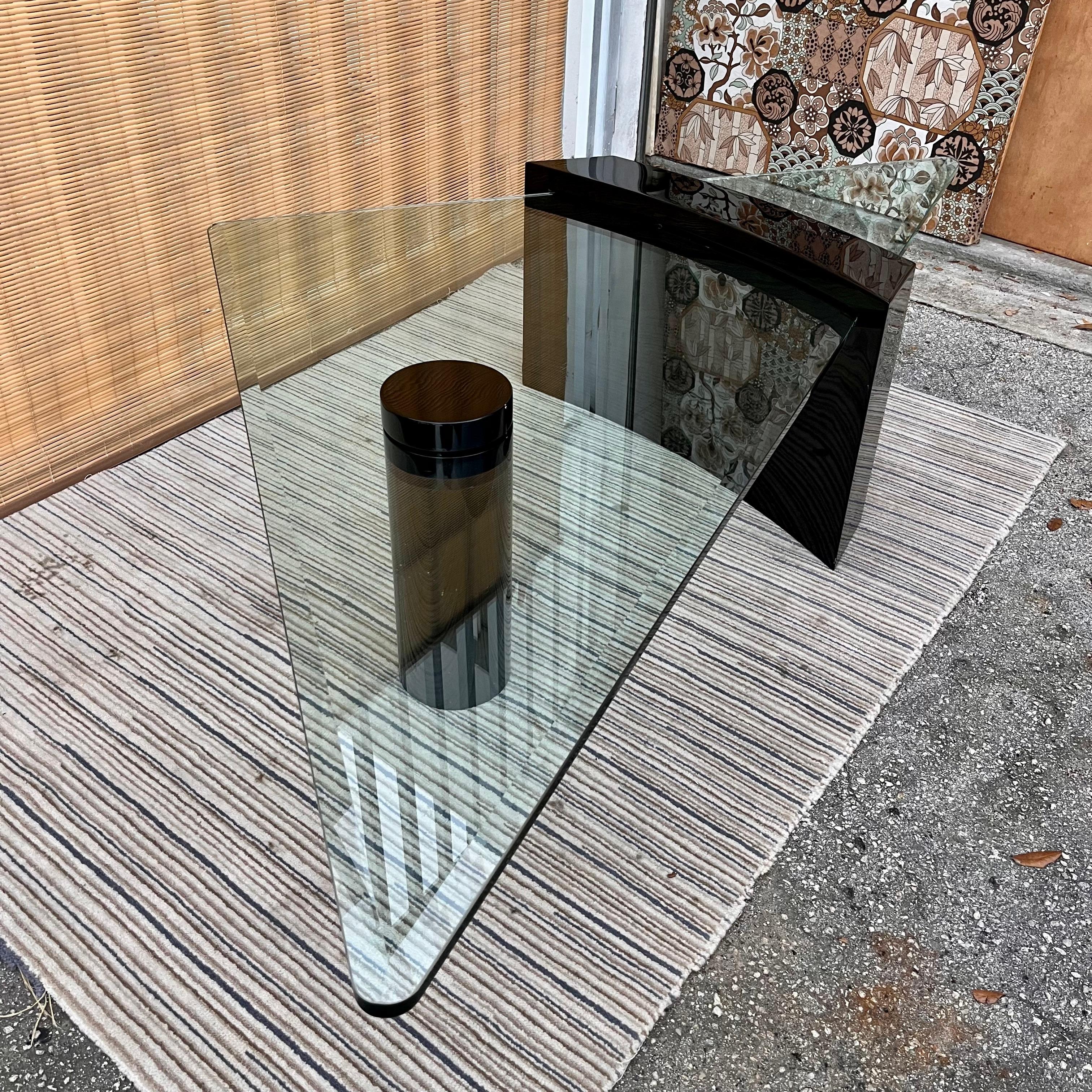 Late 20th Century 1980s, Post Modern Black Lacquer Coffee Table in the Roger Rougier Style For Sale