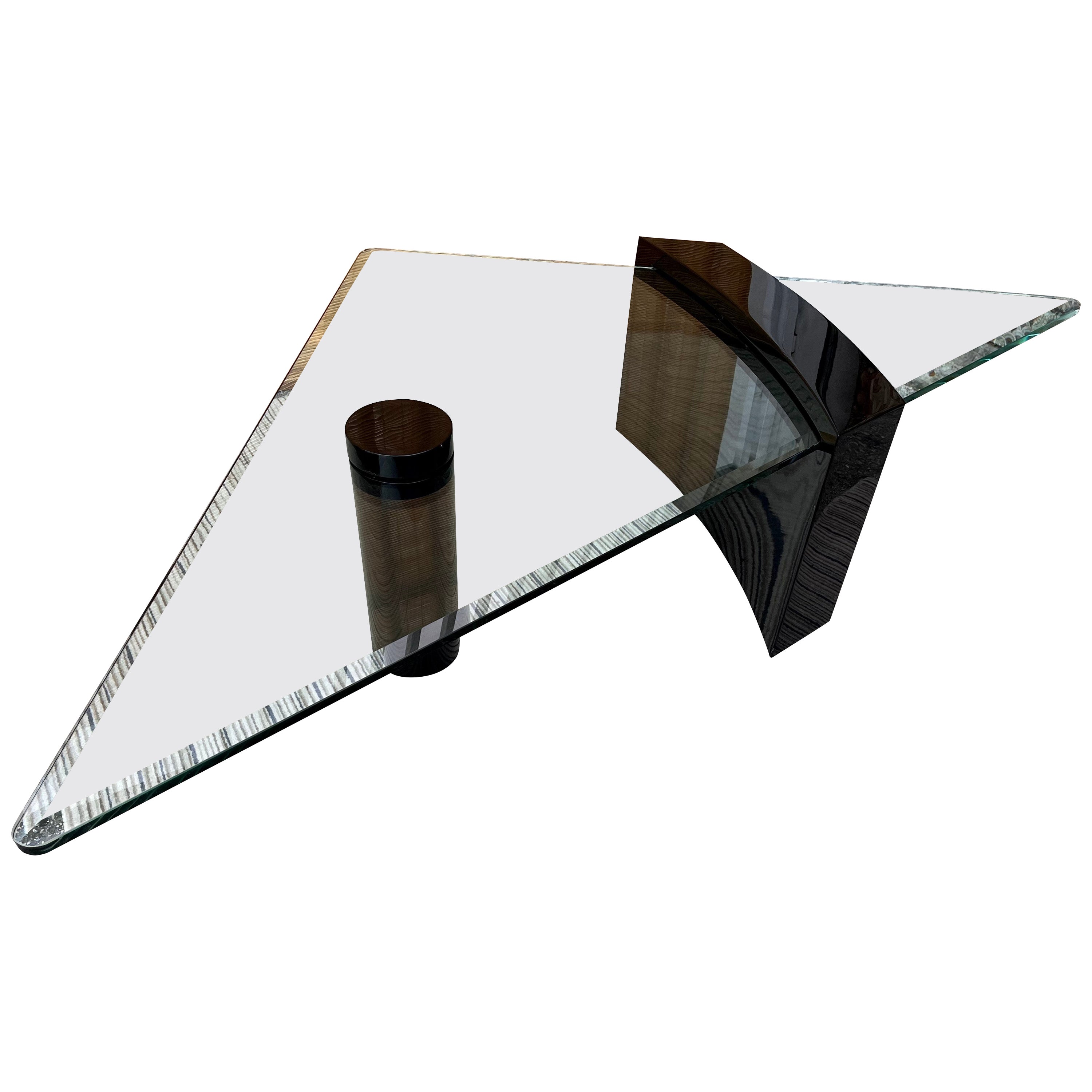 1980s, Post Modern Black Lacquer Coffee Table in the Roger Rougier Style