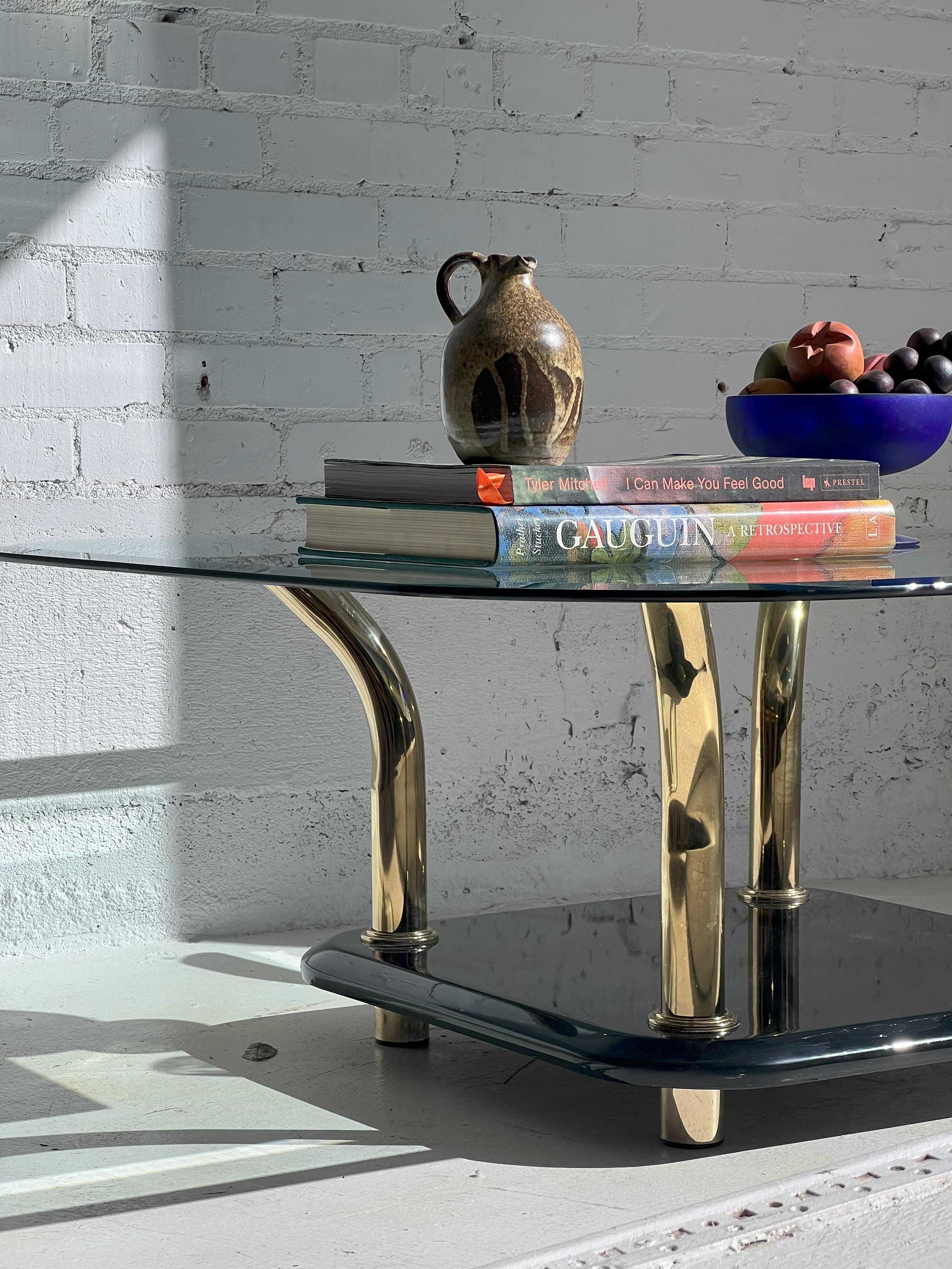 Art Deco 1980's Post Modern Brass Horn Coffee Table after Karl Springer