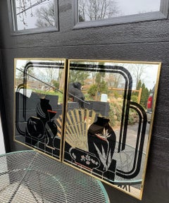 1980’s Post Modern Deco Mirror Wall Art - Set of 2