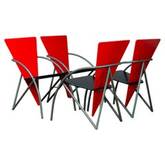 1980's Post-Modern Dining / Office Chairs in Red and Black by Klaus Wettergren