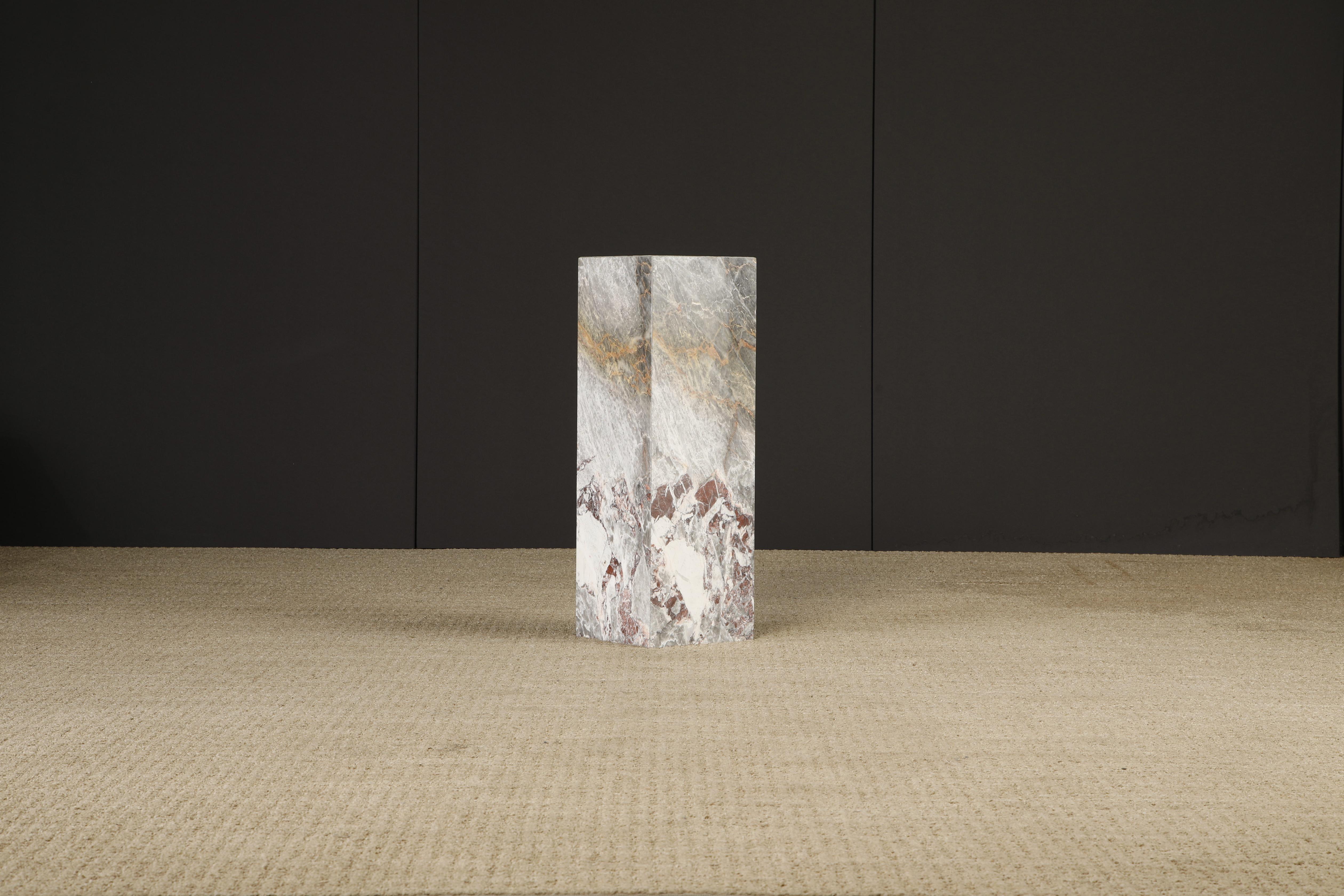 1980's Post-Modern Exotic Marble Column Pedestal In Good Condition For Sale In Los Angeles, CA
