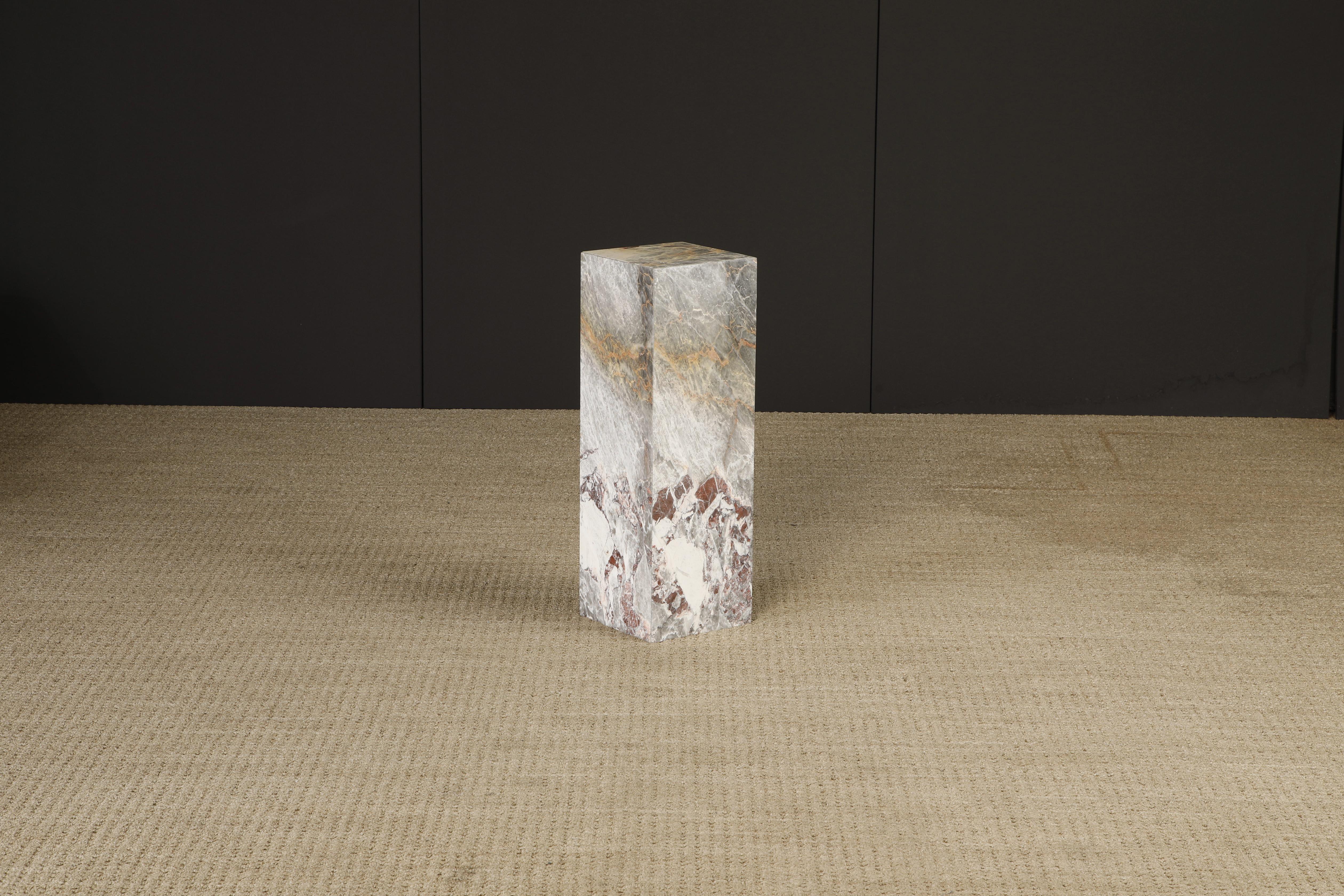 Late 20th Century 1980's Post-Modern Exotic Marble Column Pedestal For Sale