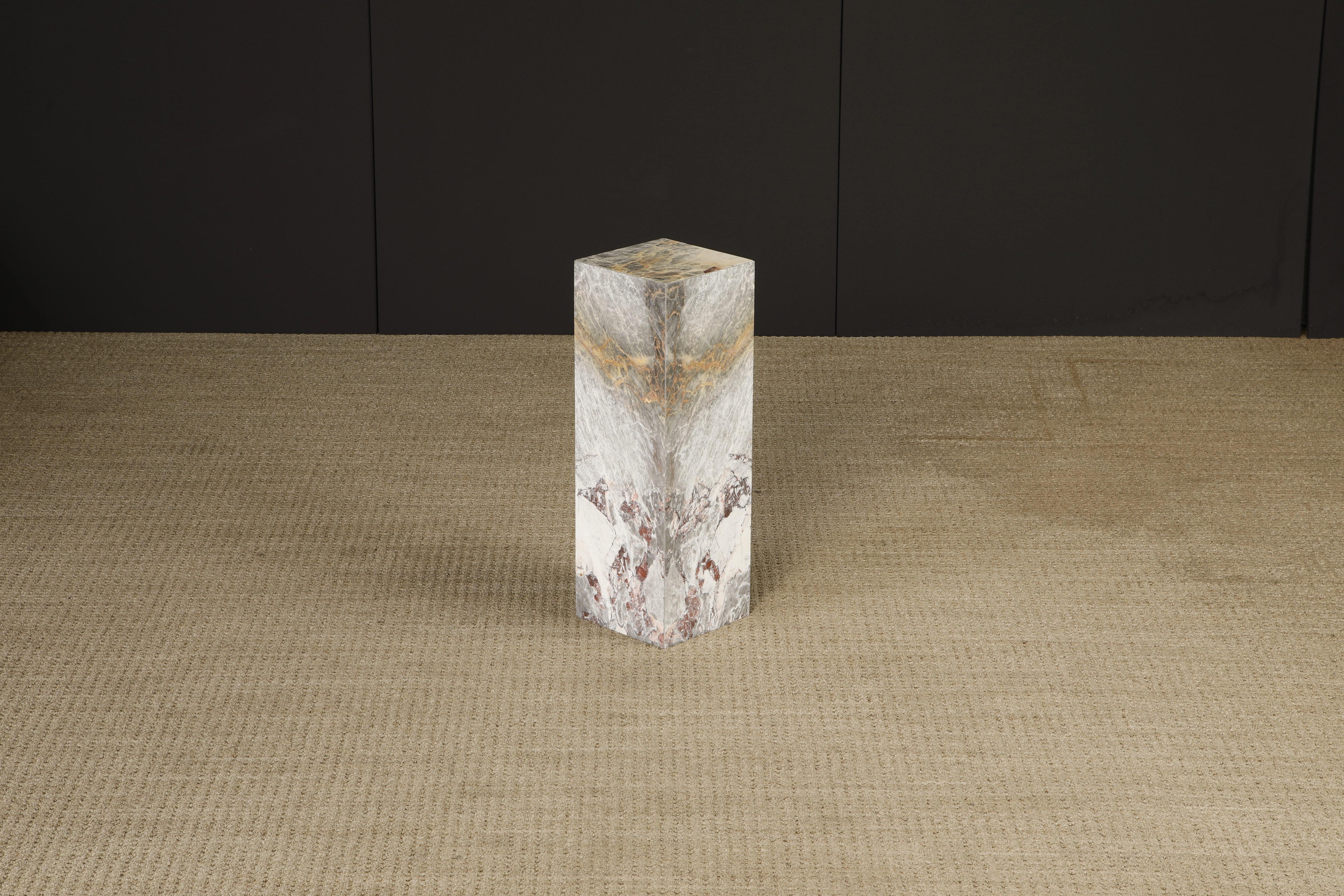 1980's Post-Modern Exotic Marble Column Pedestal For Sale 4