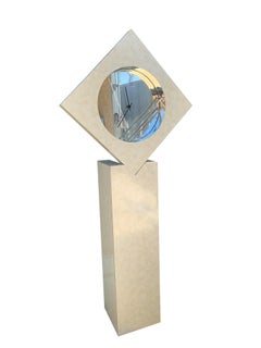 1980's Post Modern Floor Clock Abstract Form Floating on Pedestal