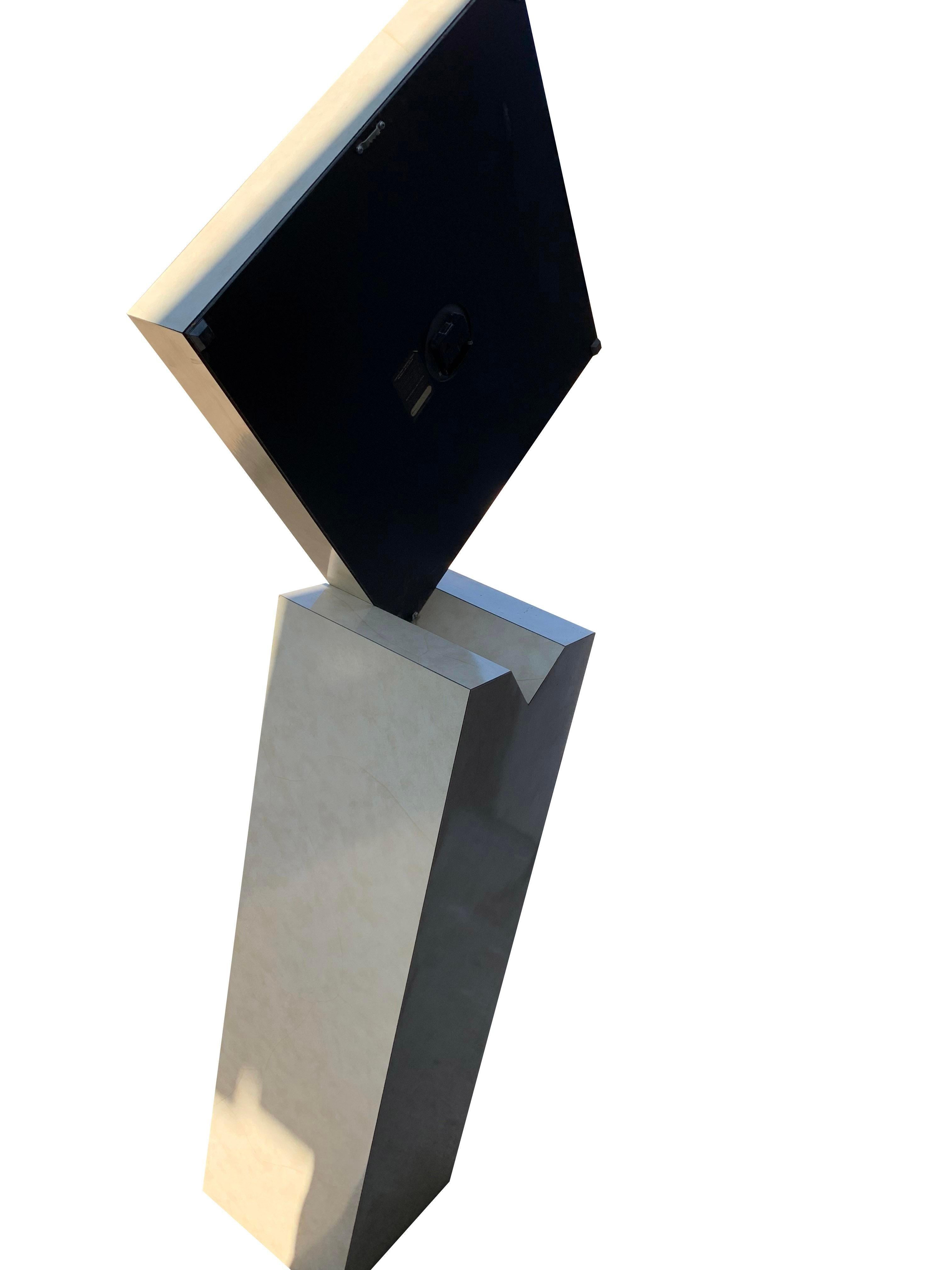 Late 19th Century 1980's Post Modern Floor Clock Abstract Form Floating on Pedestal