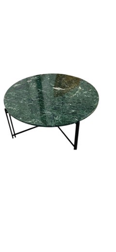 1980s Post Modern Green Marble Black Iron Coffee Table