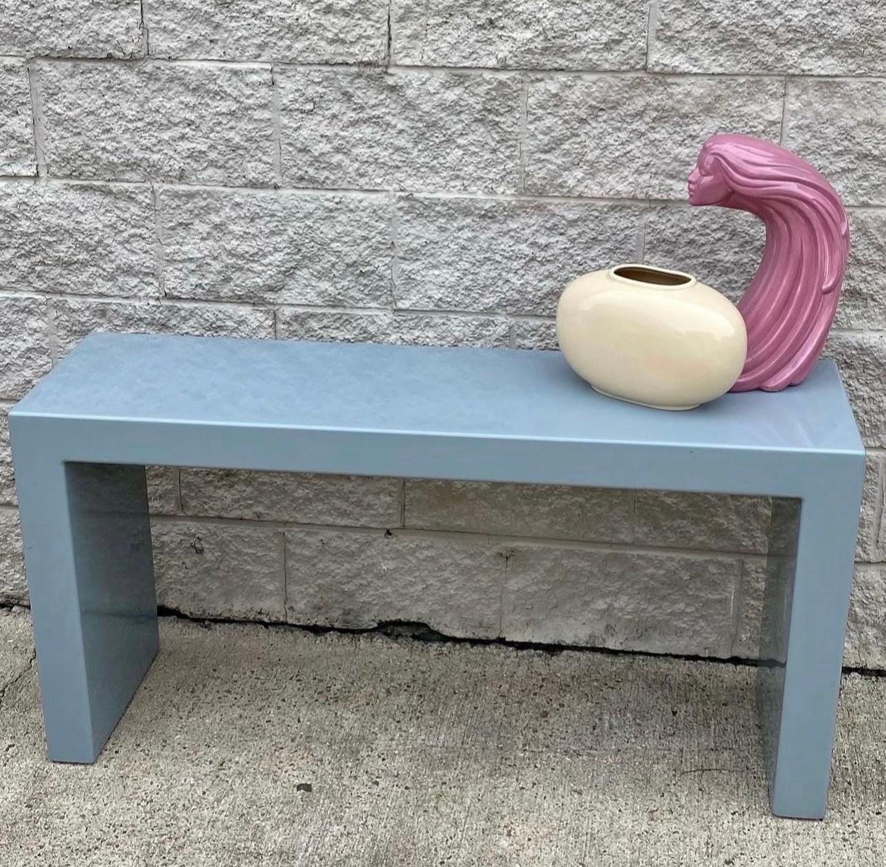 Post-Modern 1980s Post Modern Grey Fiberglass Sofa Low Console Table For Sale
