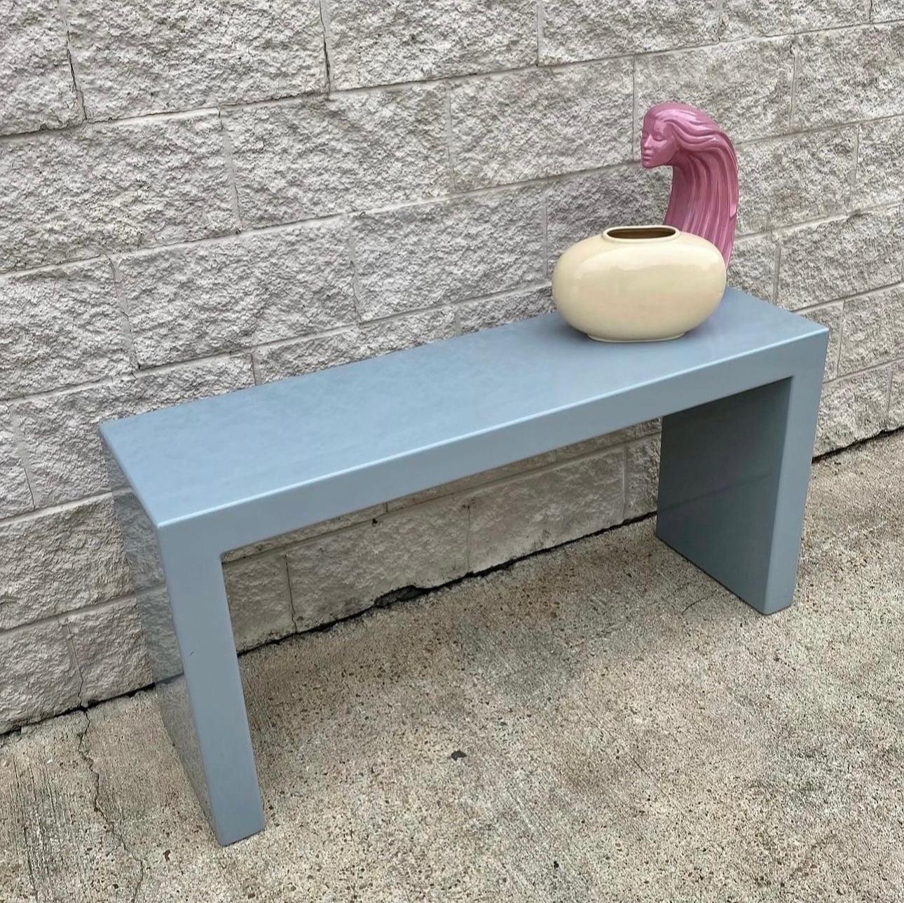 Italian 1980s Post Modern Grey Fiberglass Sofa Low Console Table For Sale