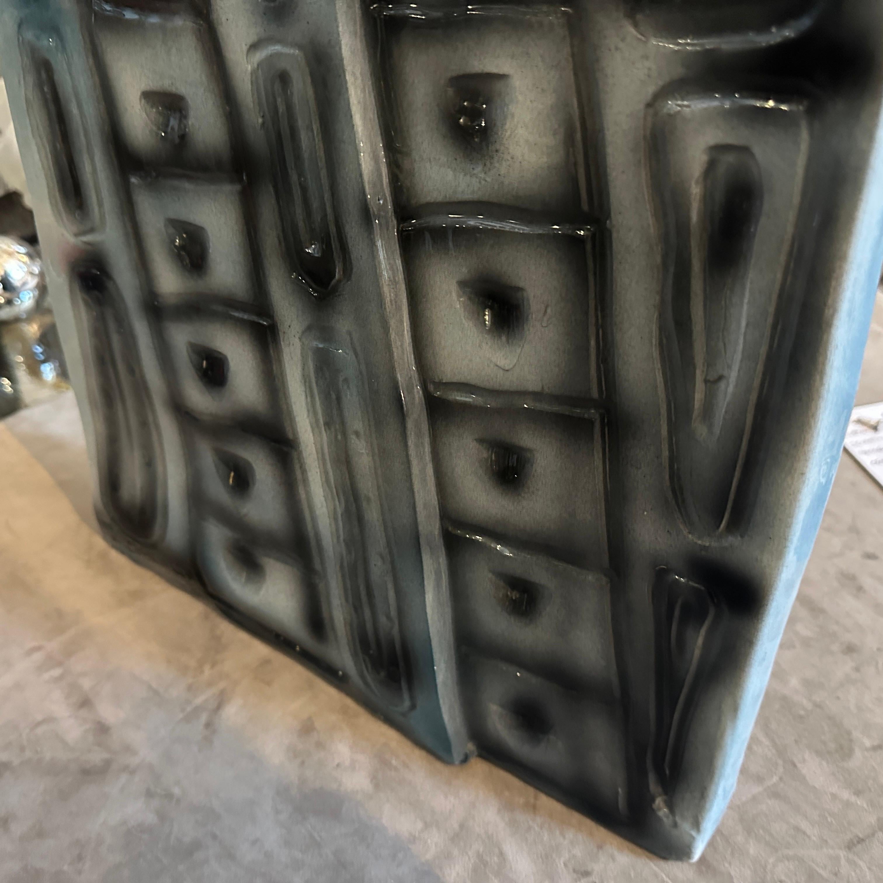 1980s Post Modern Hand-Crafted Ceramic Huge Sculptural Italian Vase For Sale 7