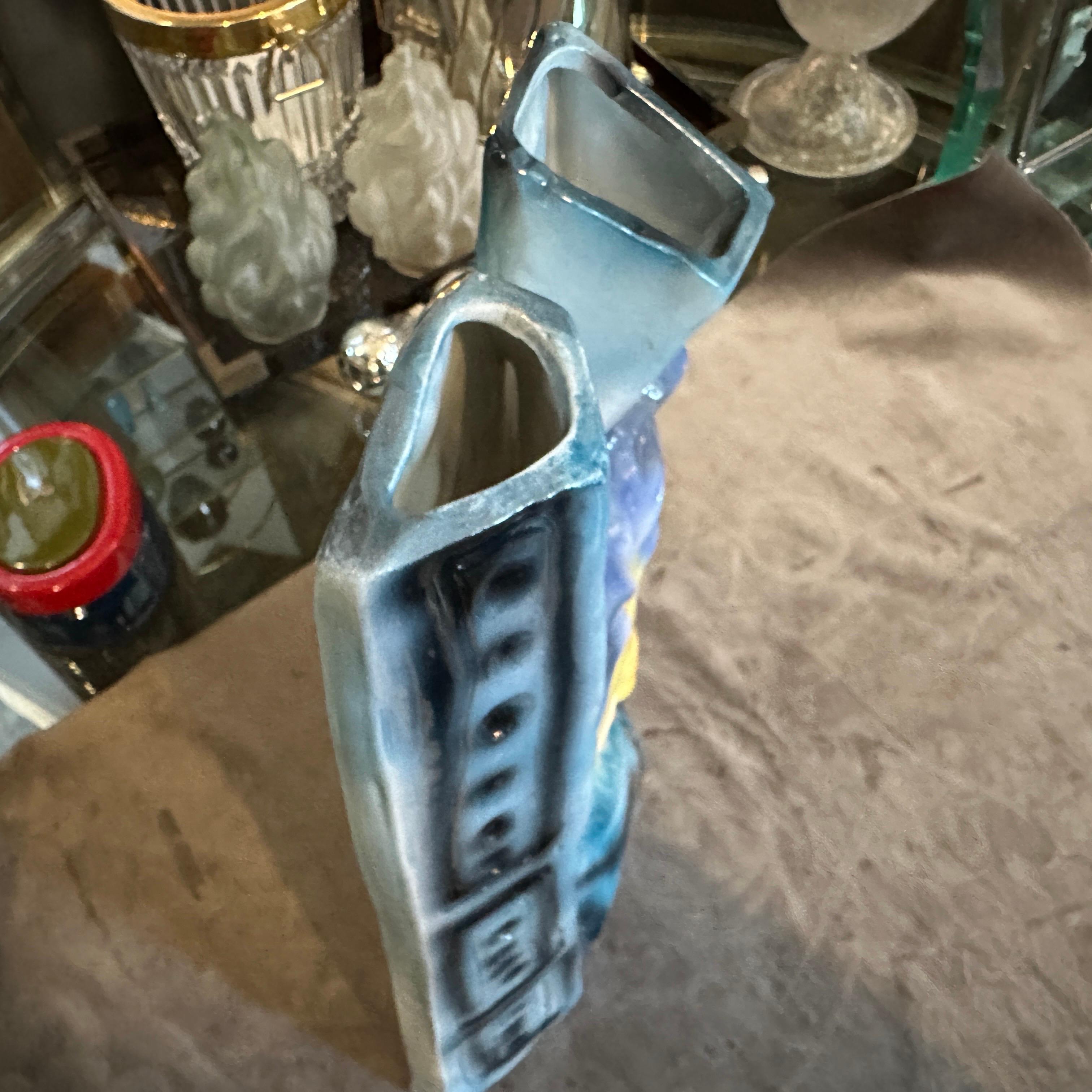 1980s Post Modern Hand-Crafted Ceramic Huge Sculptural Italian Vase For Sale 8