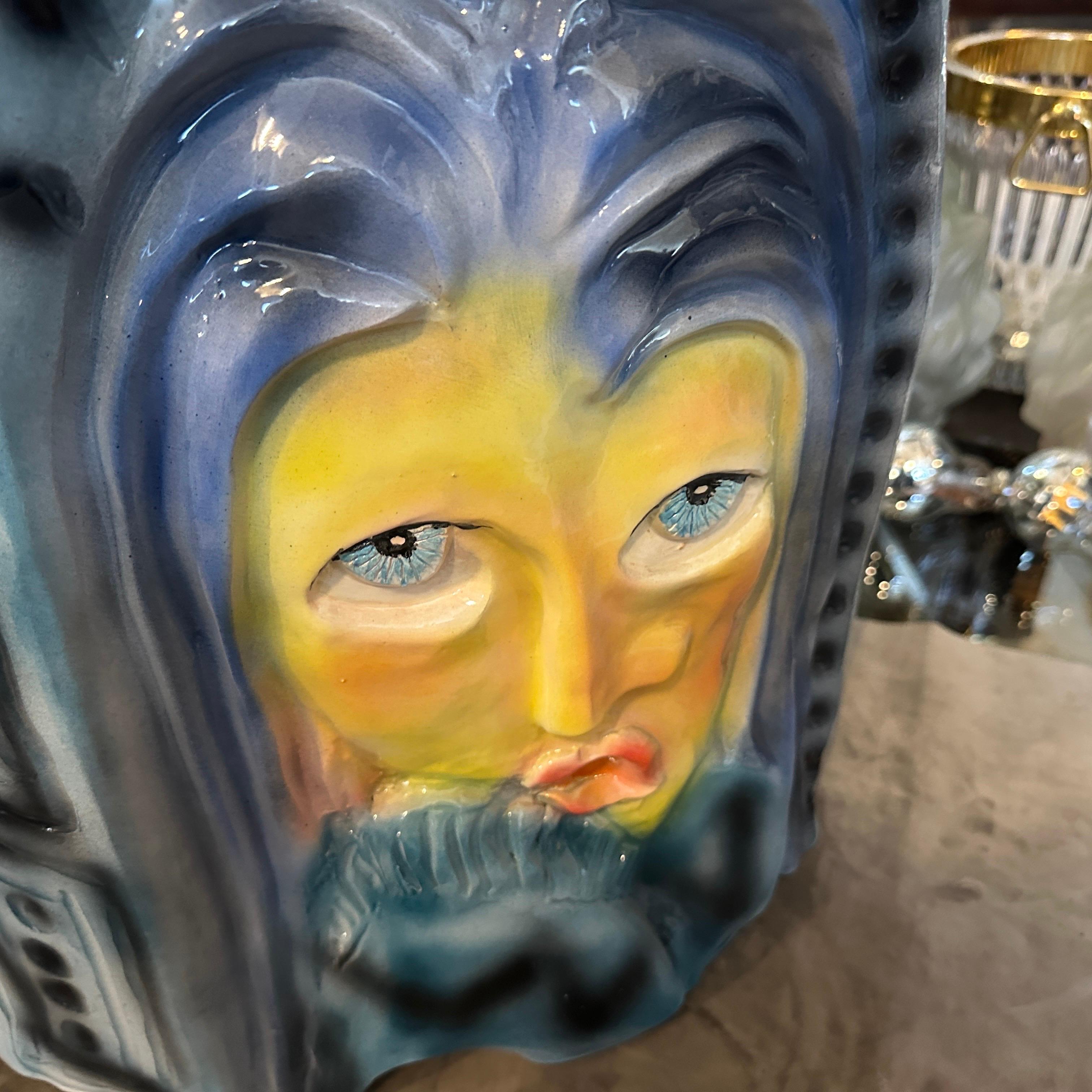 Post-Modern 1980s Post Modern Hand-Crafted Ceramic Huge Sculptural Italian Vase For Sale