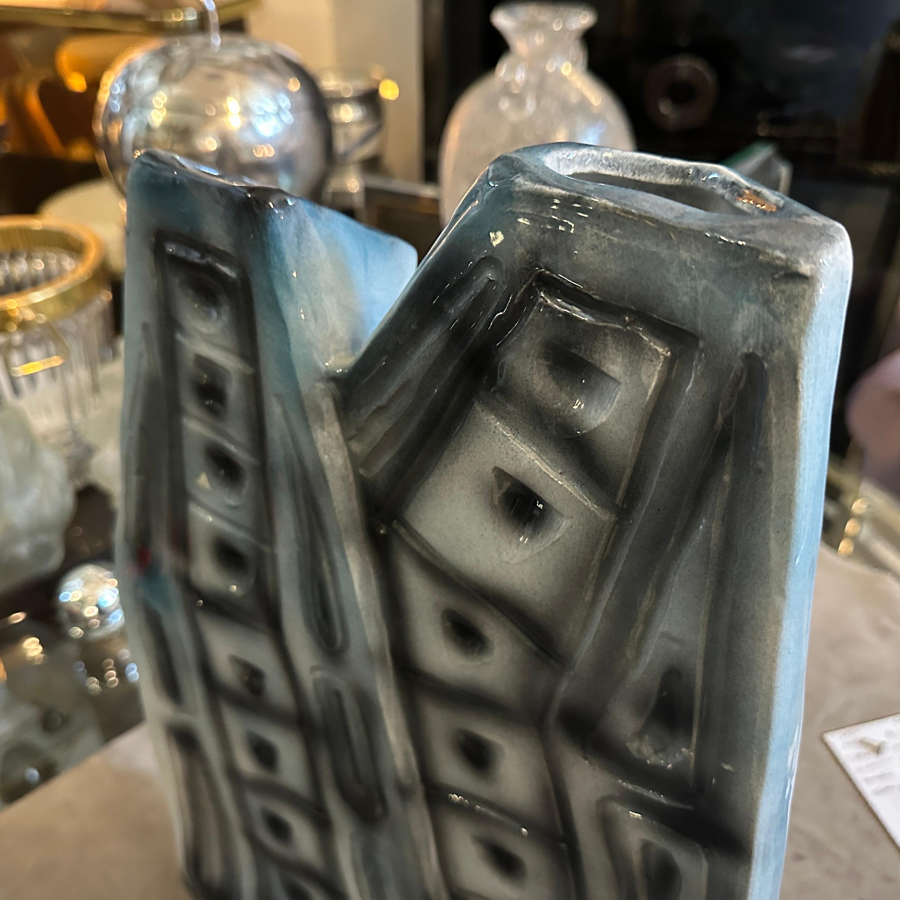 1980s Post Modern Hand-Crafted Ceramic Huge Sculptural Italian Vase For Sale 2
