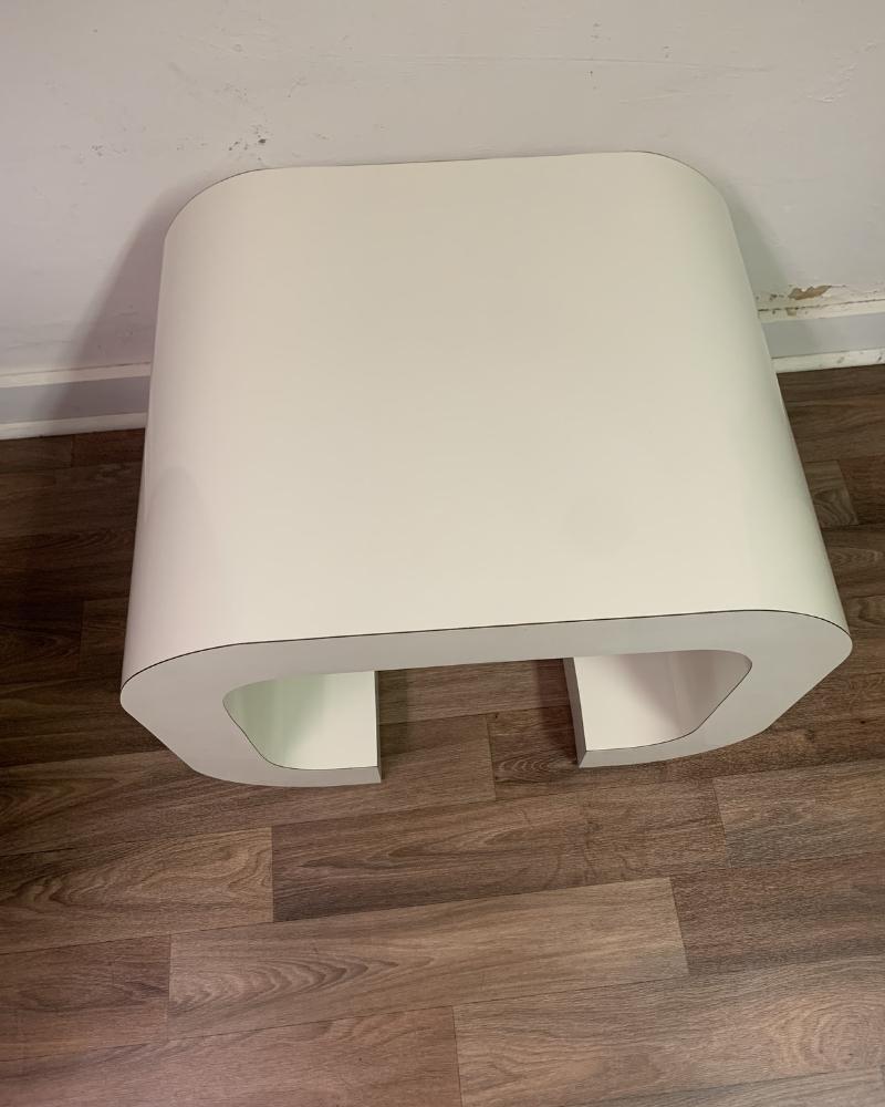 Late 20th Century 1980s Post Modern Karl Springer Style Curved Laminate Side Accent Table