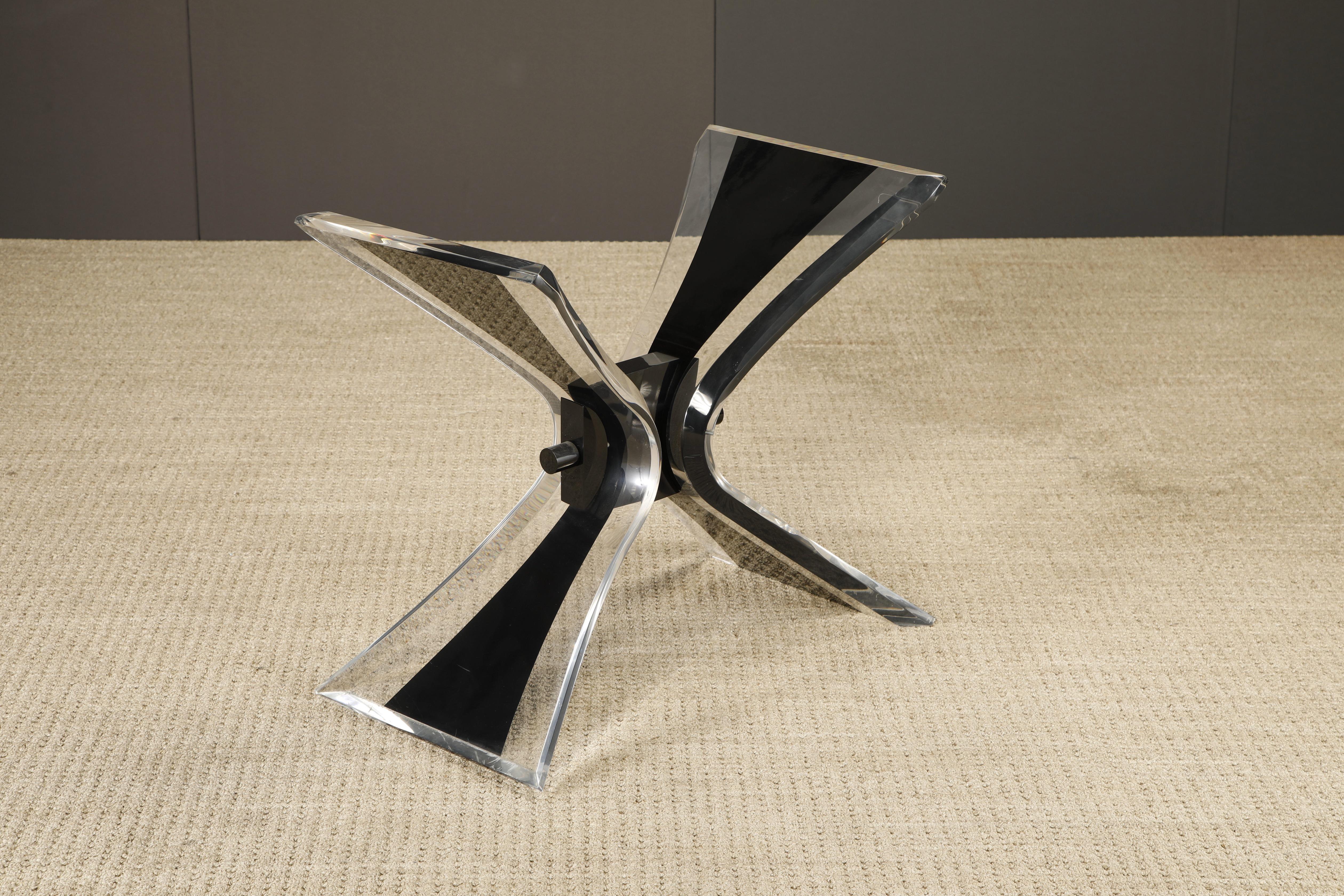 1980s Post-Modern Lucite Dining Table or Console Table Base (Glass Tops Avail) For Sale 2