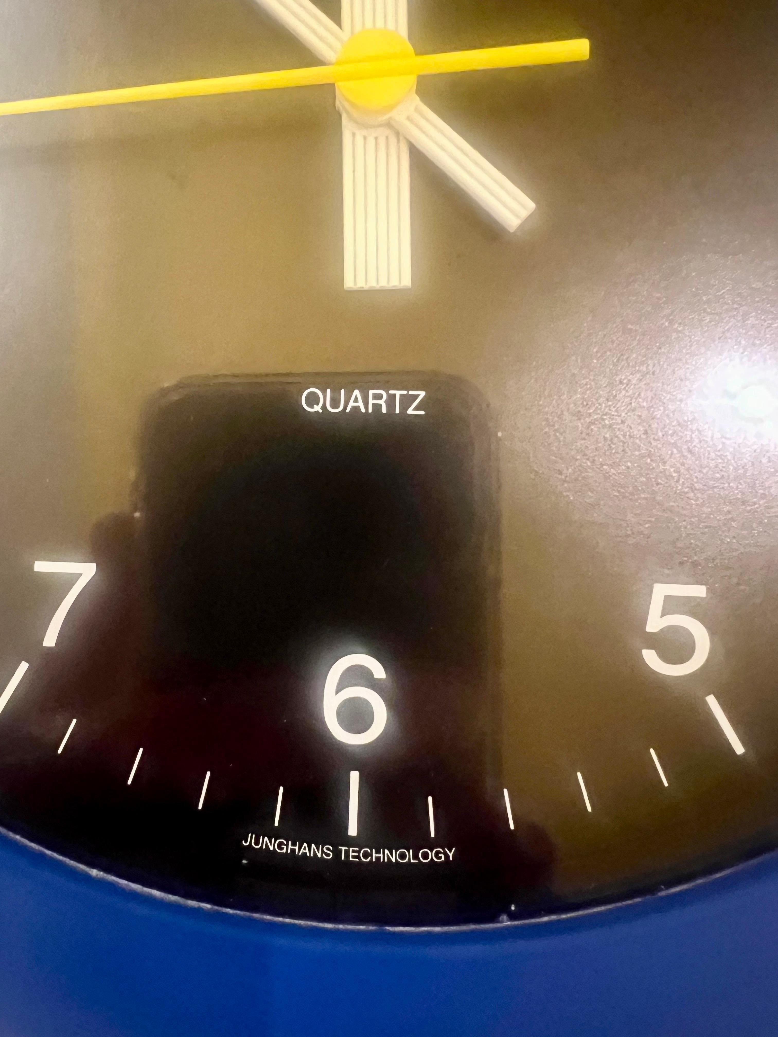 French 1980's Post Modern Memphis Era Wall clock by Junghans Made in France