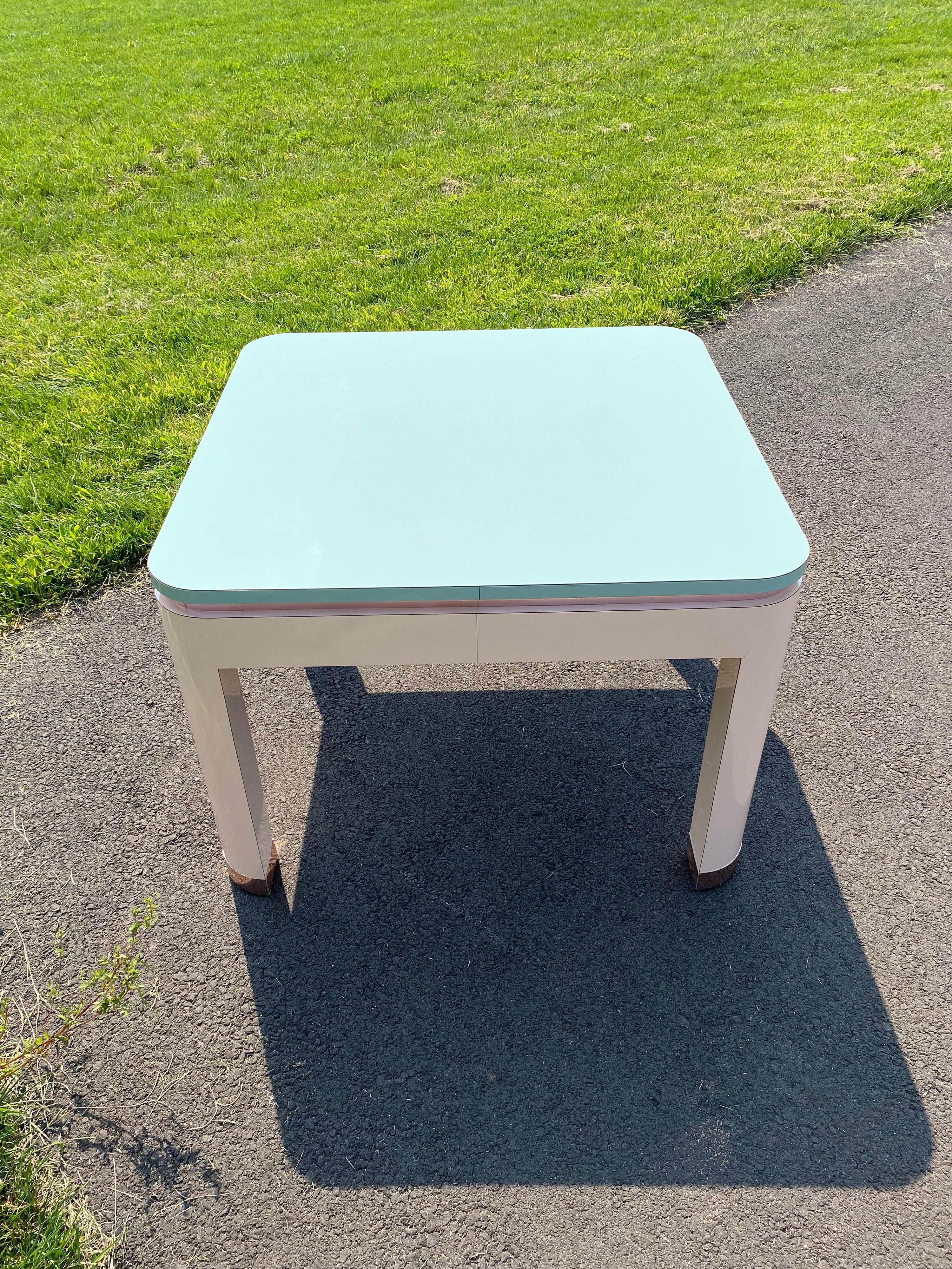 Post-Modern 1980's Post Modern Memphis Style Pink and Green Parsons Side End Table