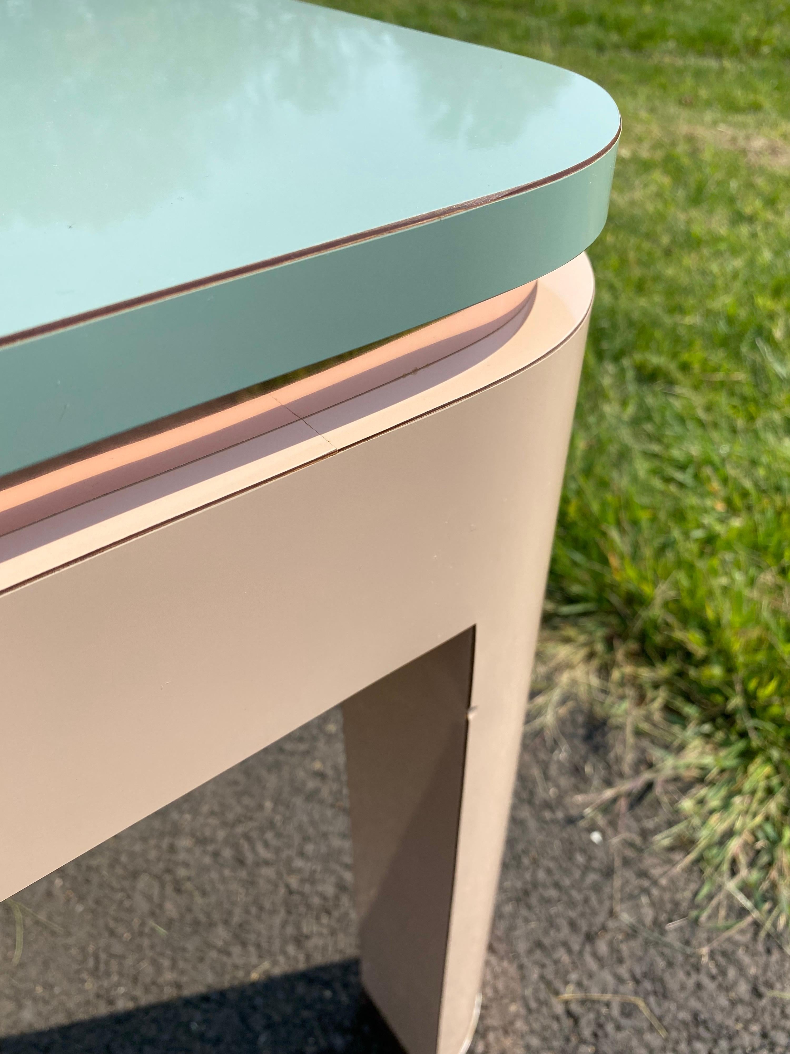 Late 20th Century 1980's Post Modern Memphis Style Pink and Green Parsons Side End Table