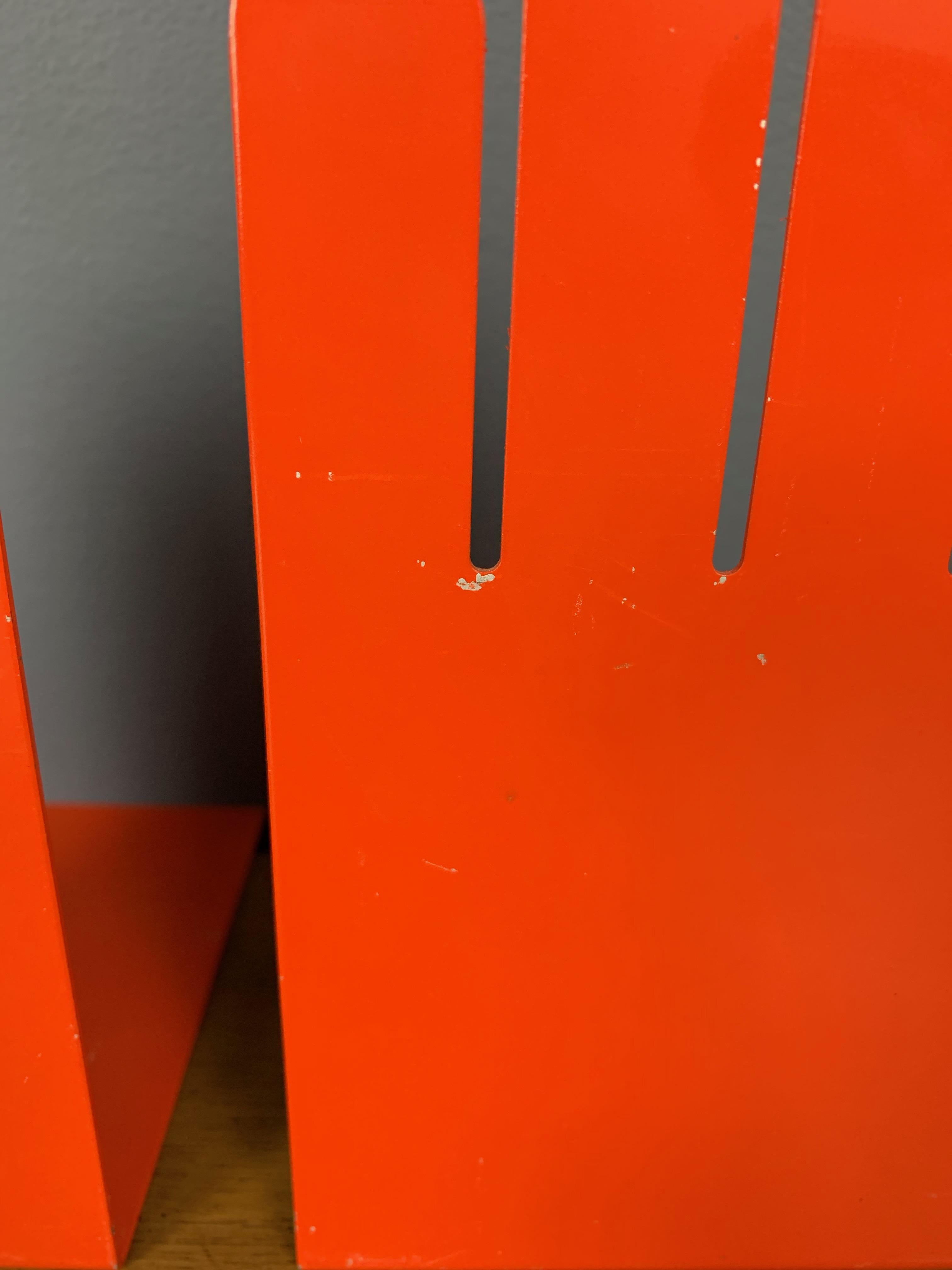 20th Century 1980s Postmodern Orange Hand Bookends, a Pair