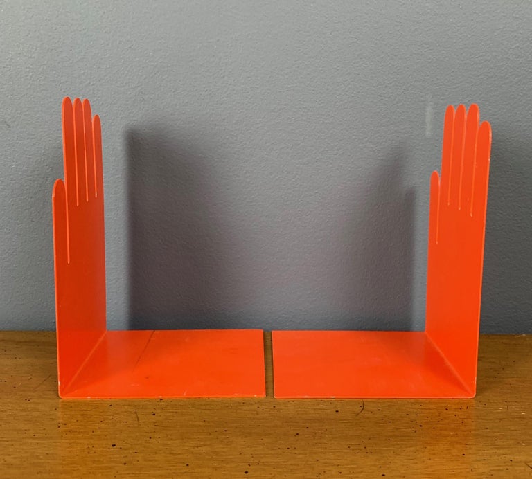 1980s Postmodern Orange Hand Bookends, a Pair at 1stDibs