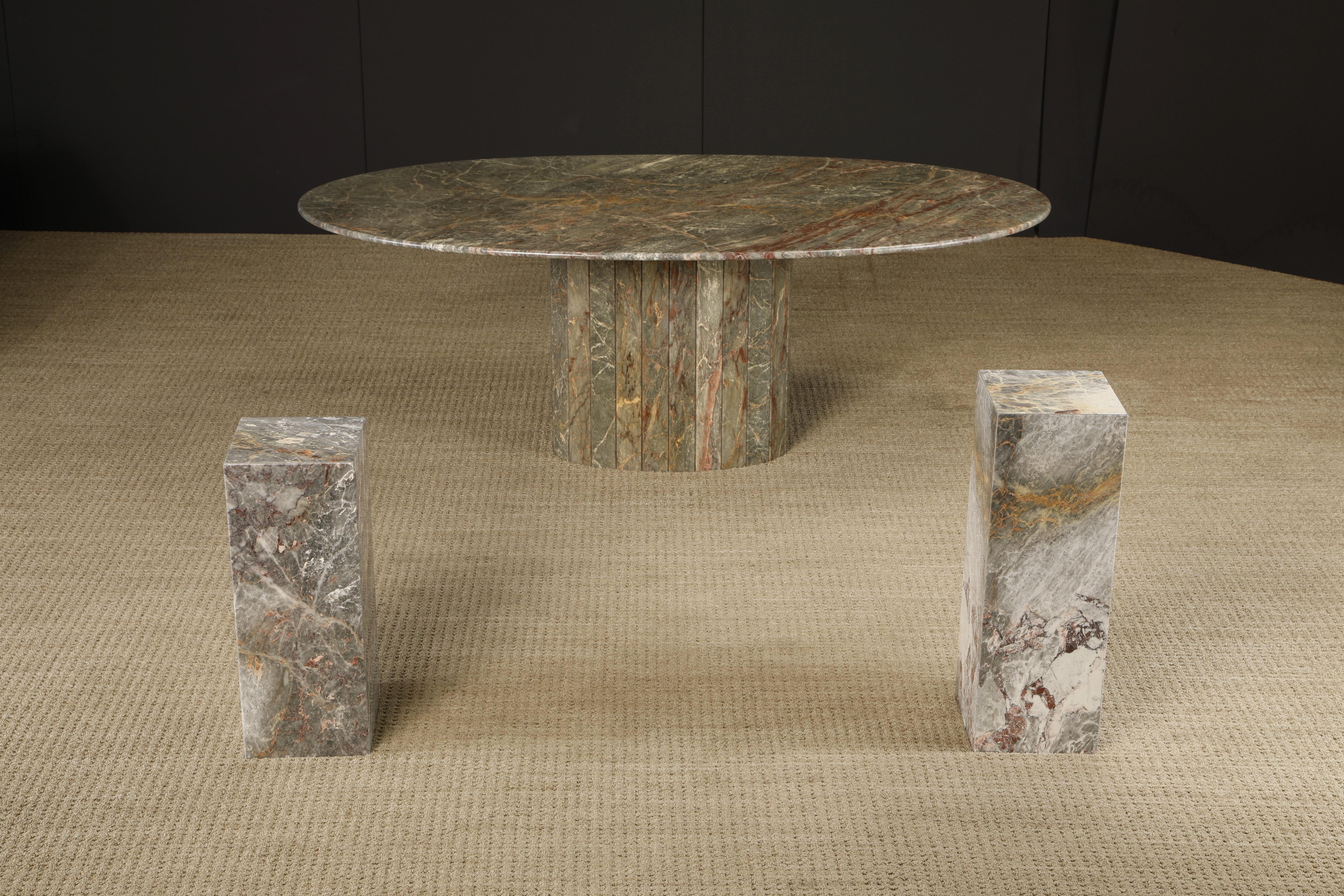 1980's Post-Modern Pink and Grey Exotic Marble Column Pedestal For Sale 15