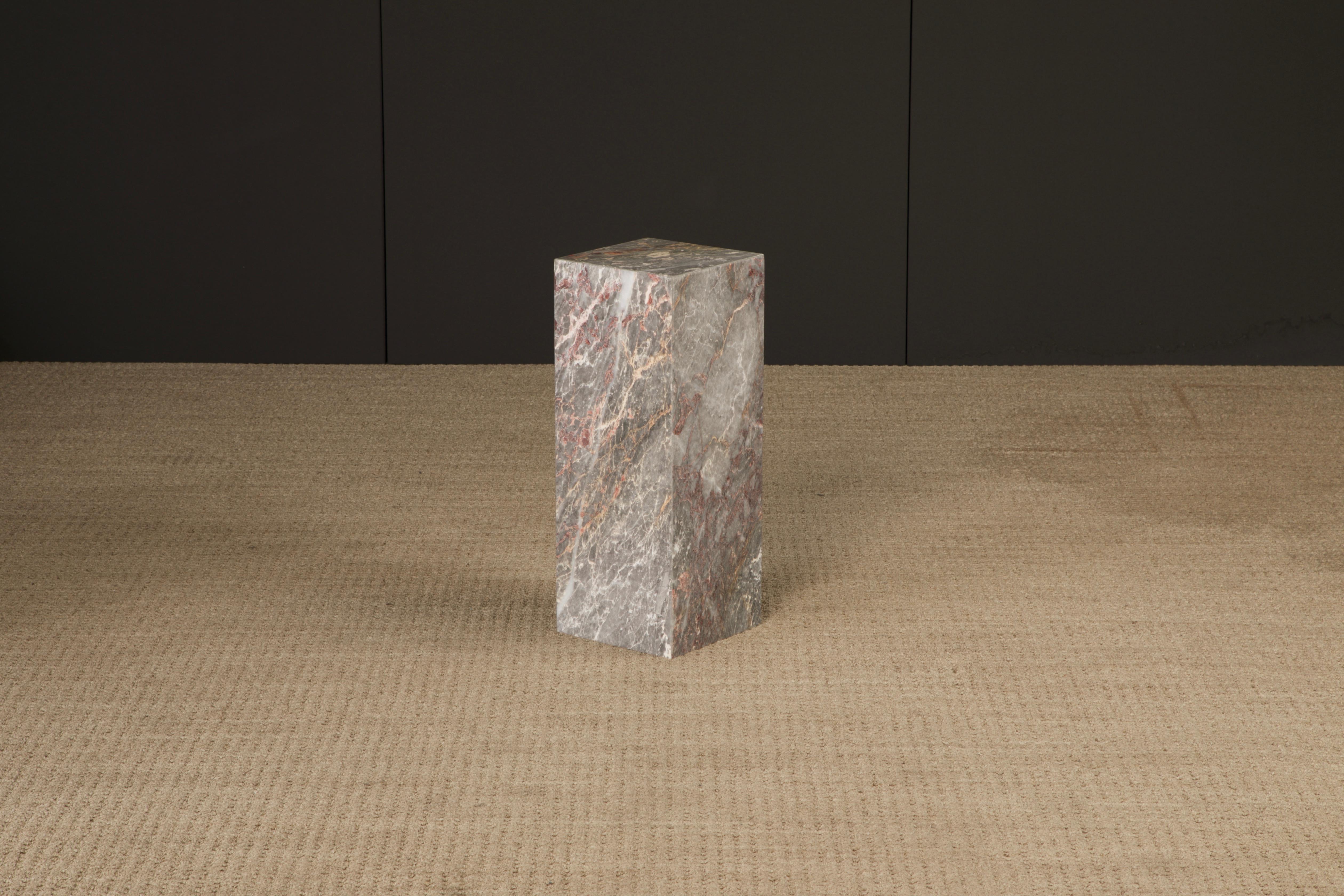 American 1980's Post-Modern Pink and Grey Exotic Marble Column Pedestal For Sale