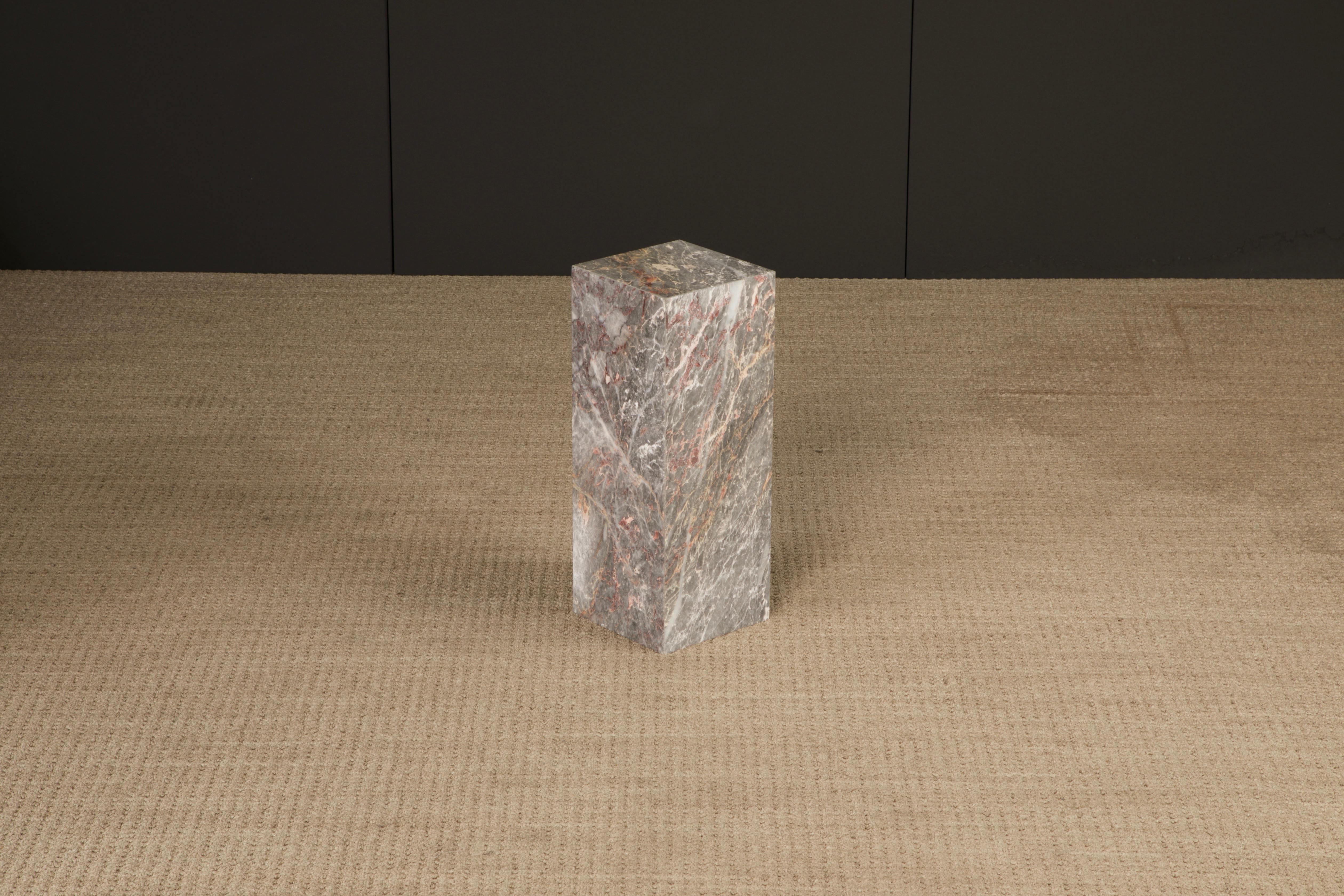 Late 20th Century 1980's Post-Modern Pink and Grey Exotic Marble Column Pedestal For Sale