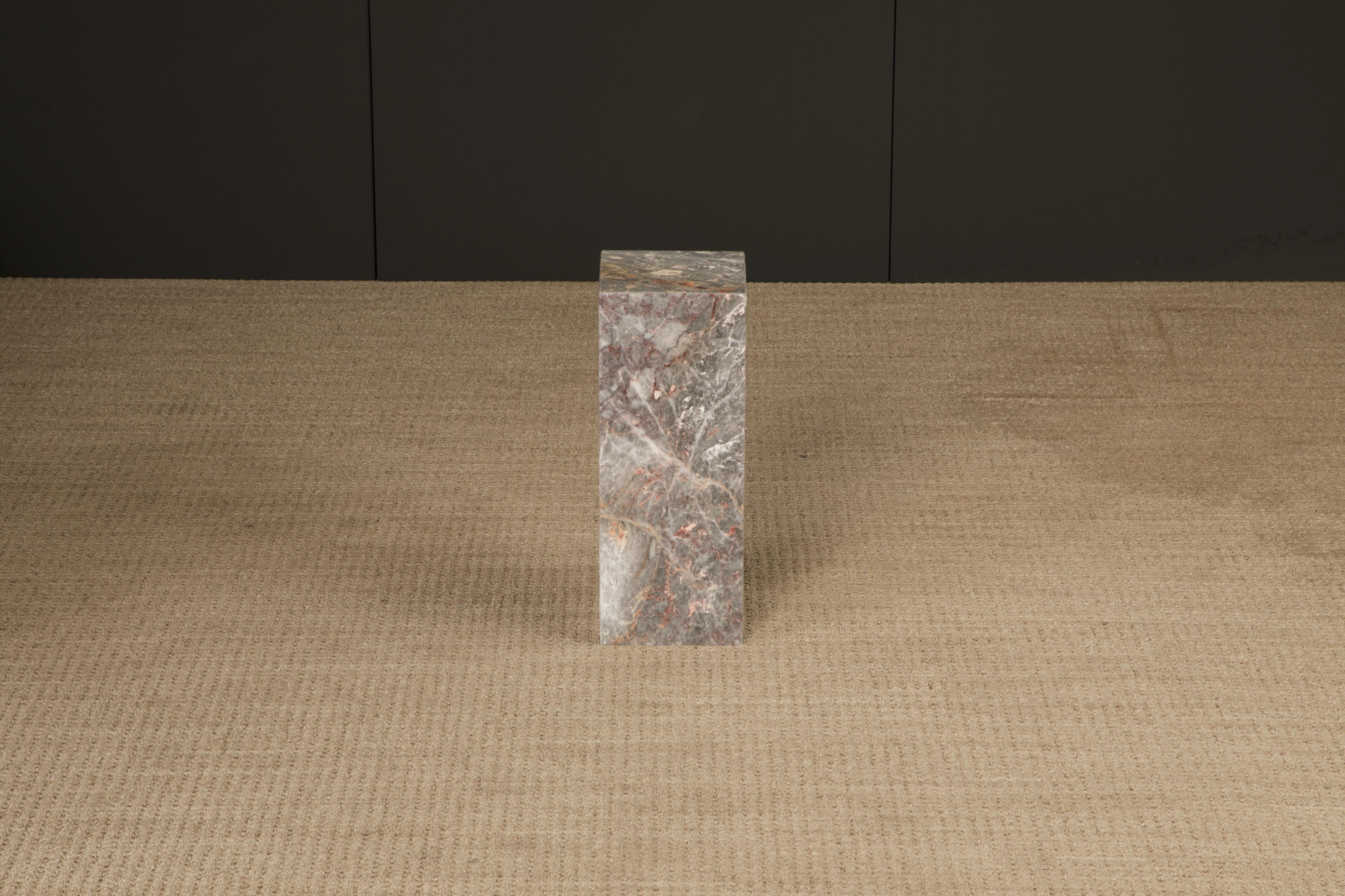 1980's Post-Modern Pink and Grey Exotic Marble Column Pedestal For Sale 1