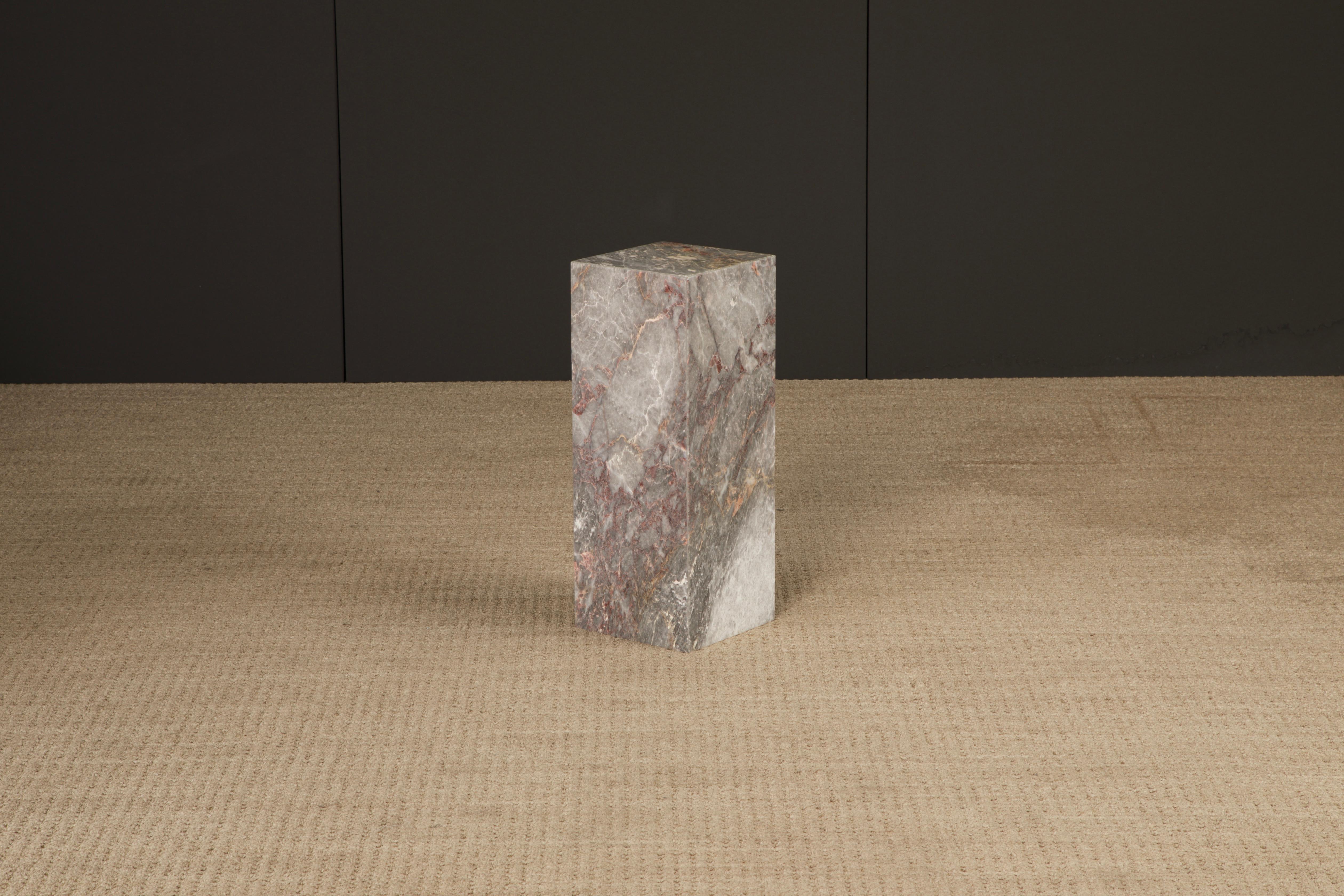 1980's Post-Modern Pink and Grey Exotic Marble Column Pedestal For Sale 3