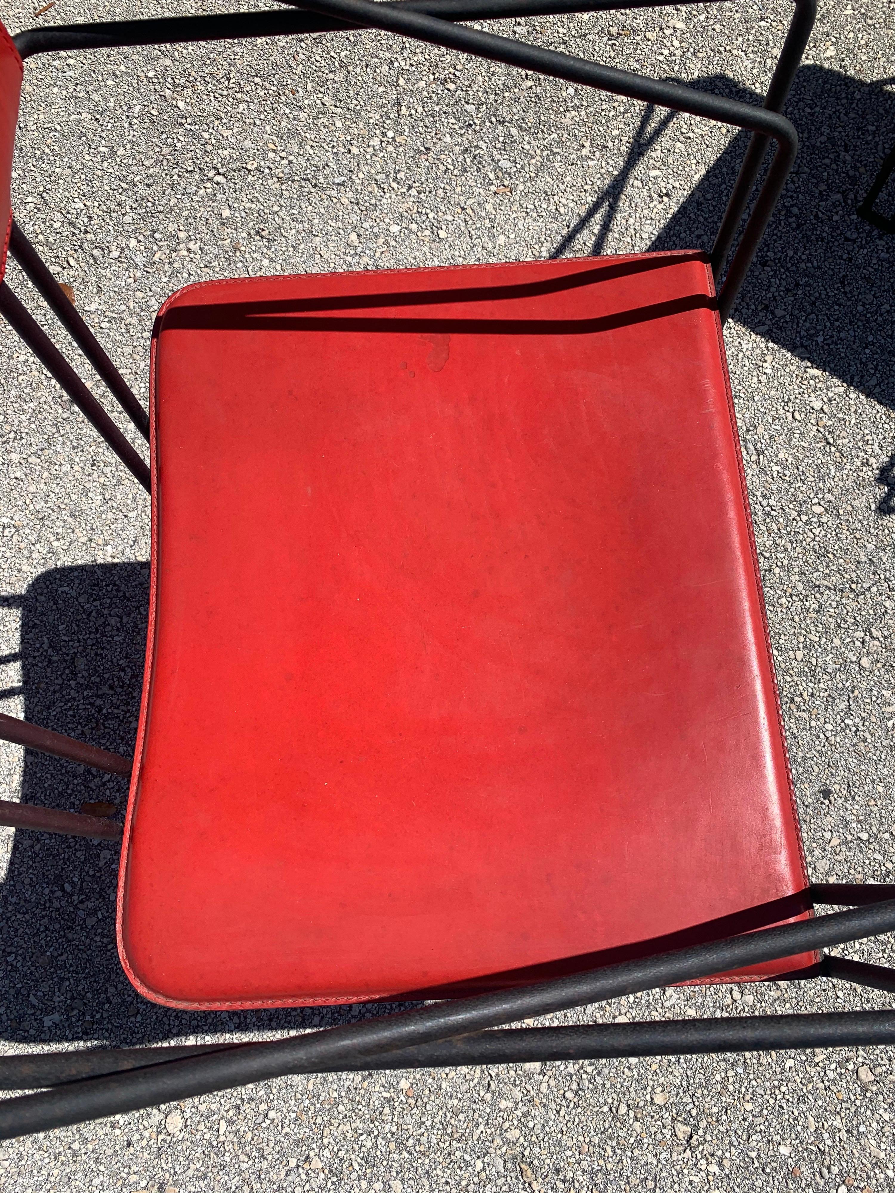 1980s Post Modern Red Leather Chairs, a Pair 3