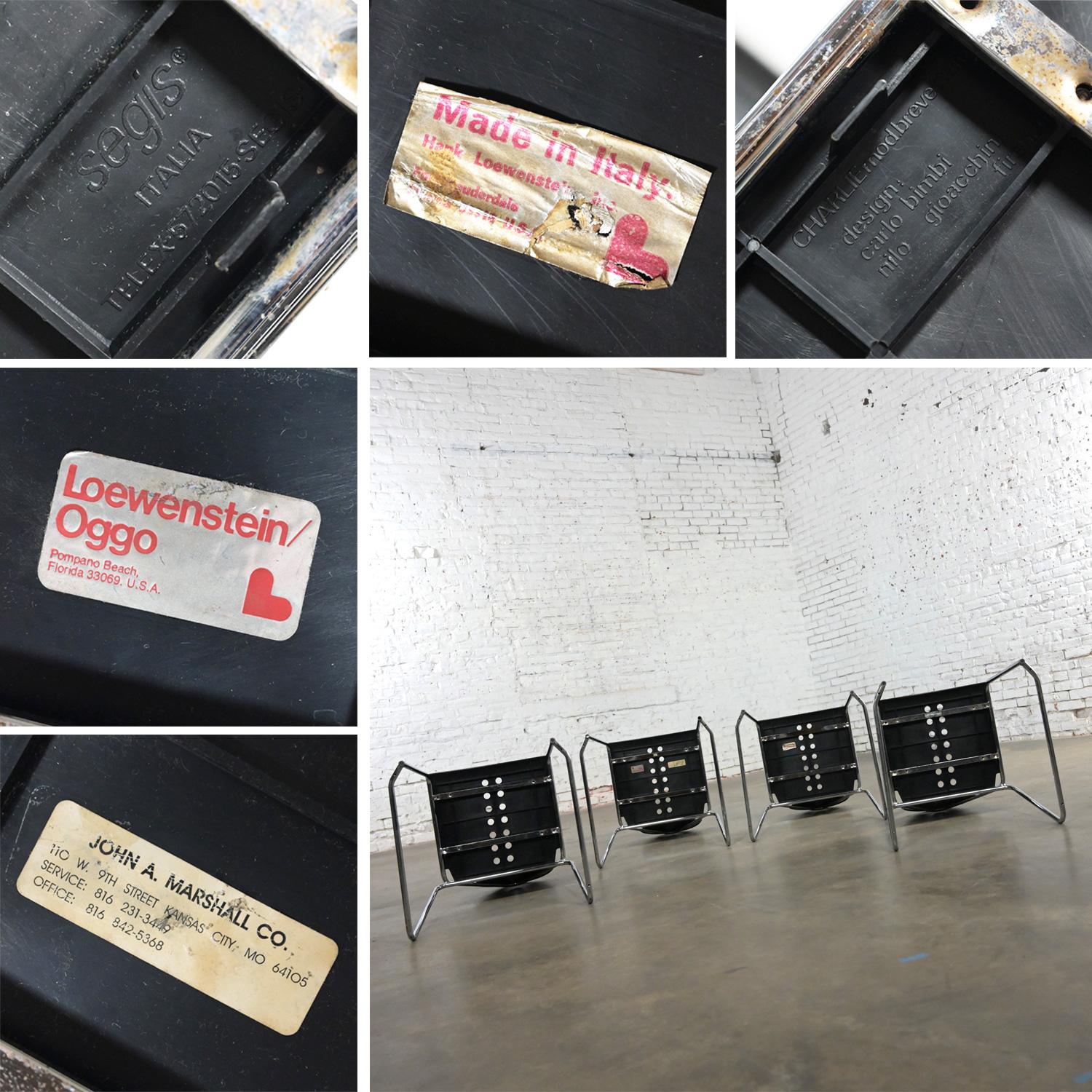 Charlie-Beistellstühle aus schwarzem Kunststoff und Chrom, Postmoderne Segis Italia, 4er-Set, 1980er Jahre  im Angebot 10