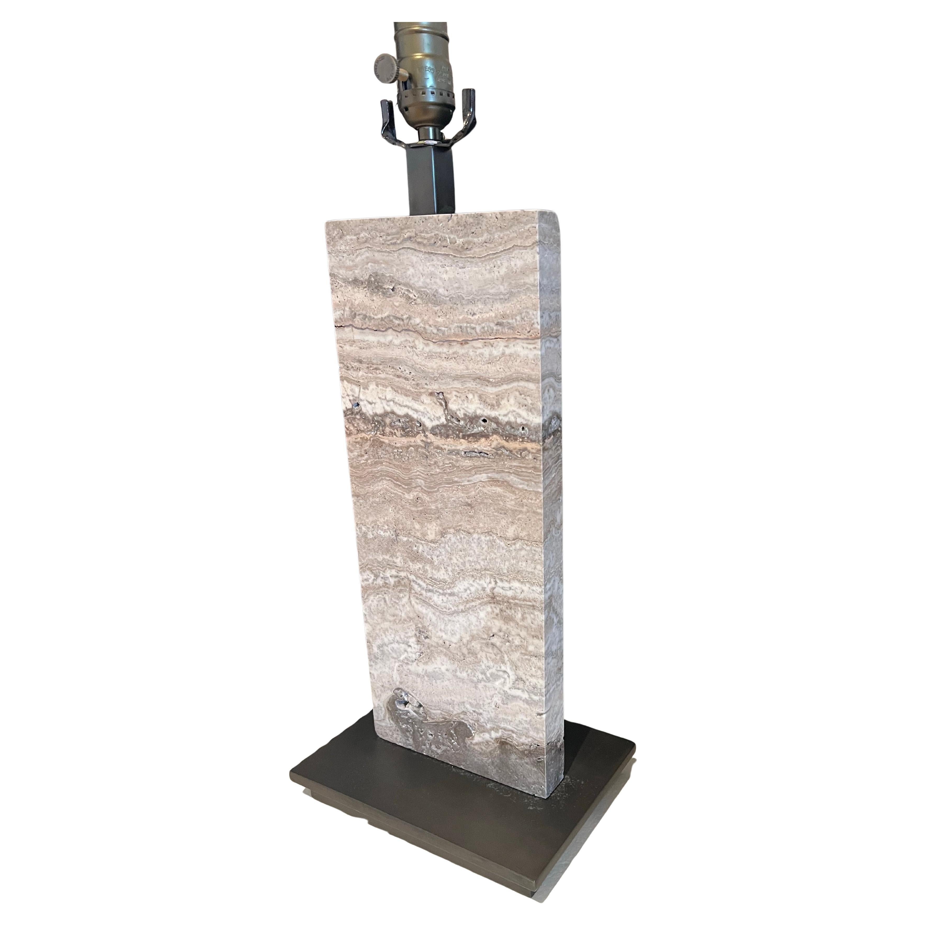 1980s Post Modern Solid Marble 
Bronze Table Lamp For Sale