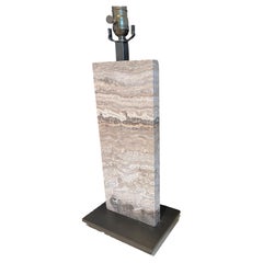 1980s Post Modern Solid Marble 
Bronze Table Lamp