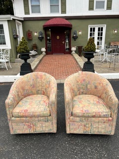 1980s Post-Modern Upholstered Swivel Chairs by Milo Baughman