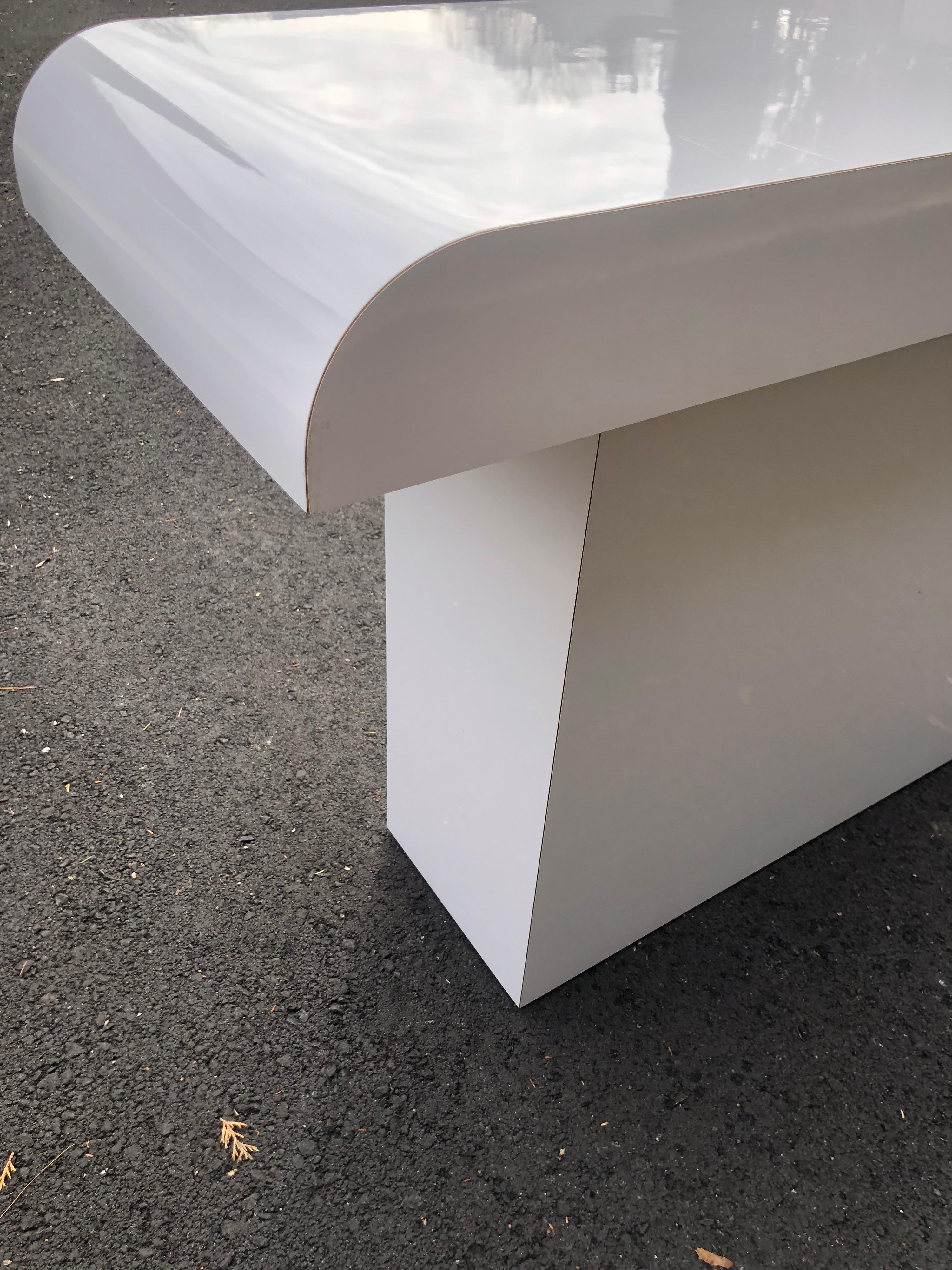 1980's Post Modern White Console Table For Sale 5