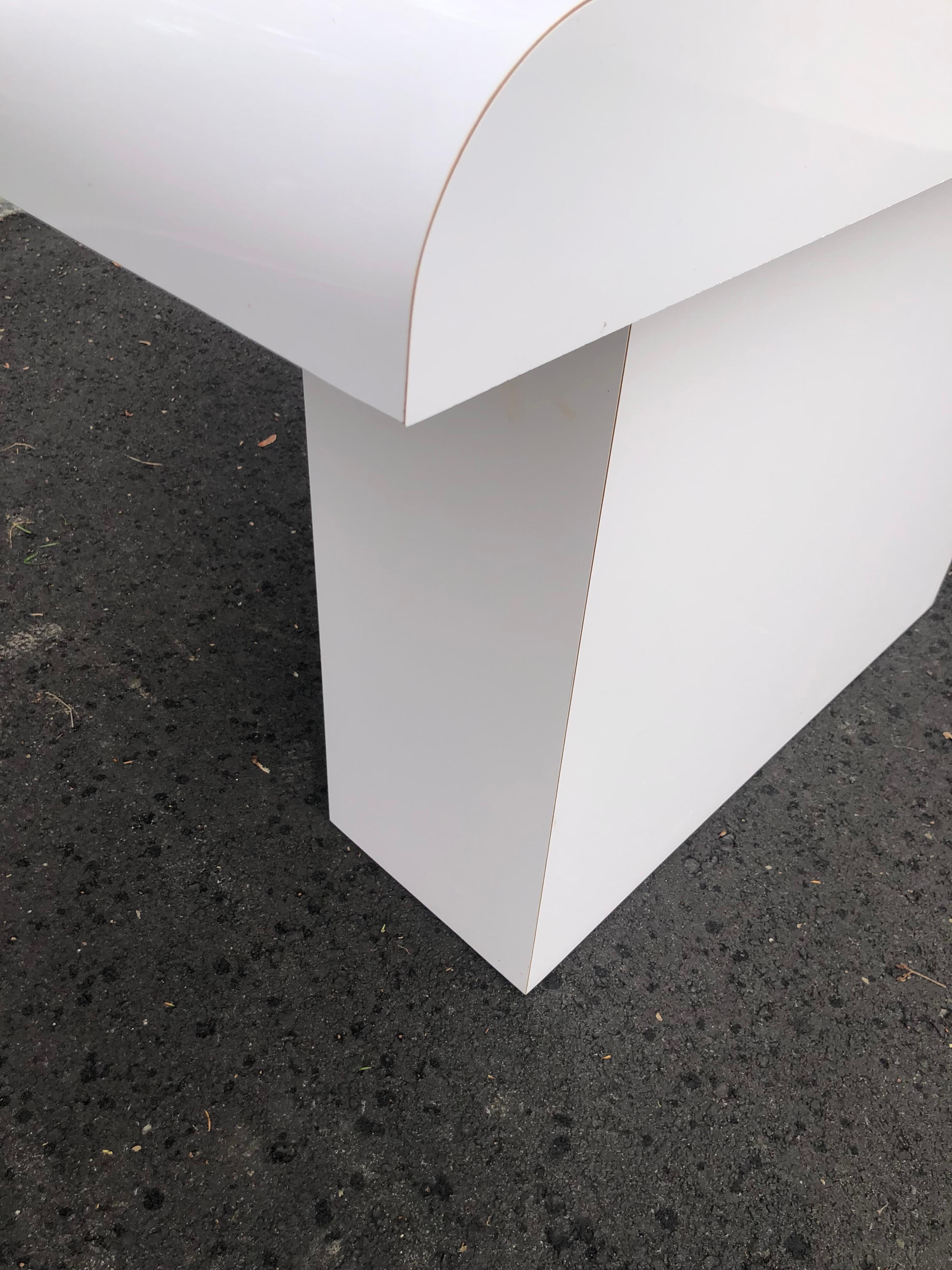 1980's Post Modern White Console Table For Sale 8