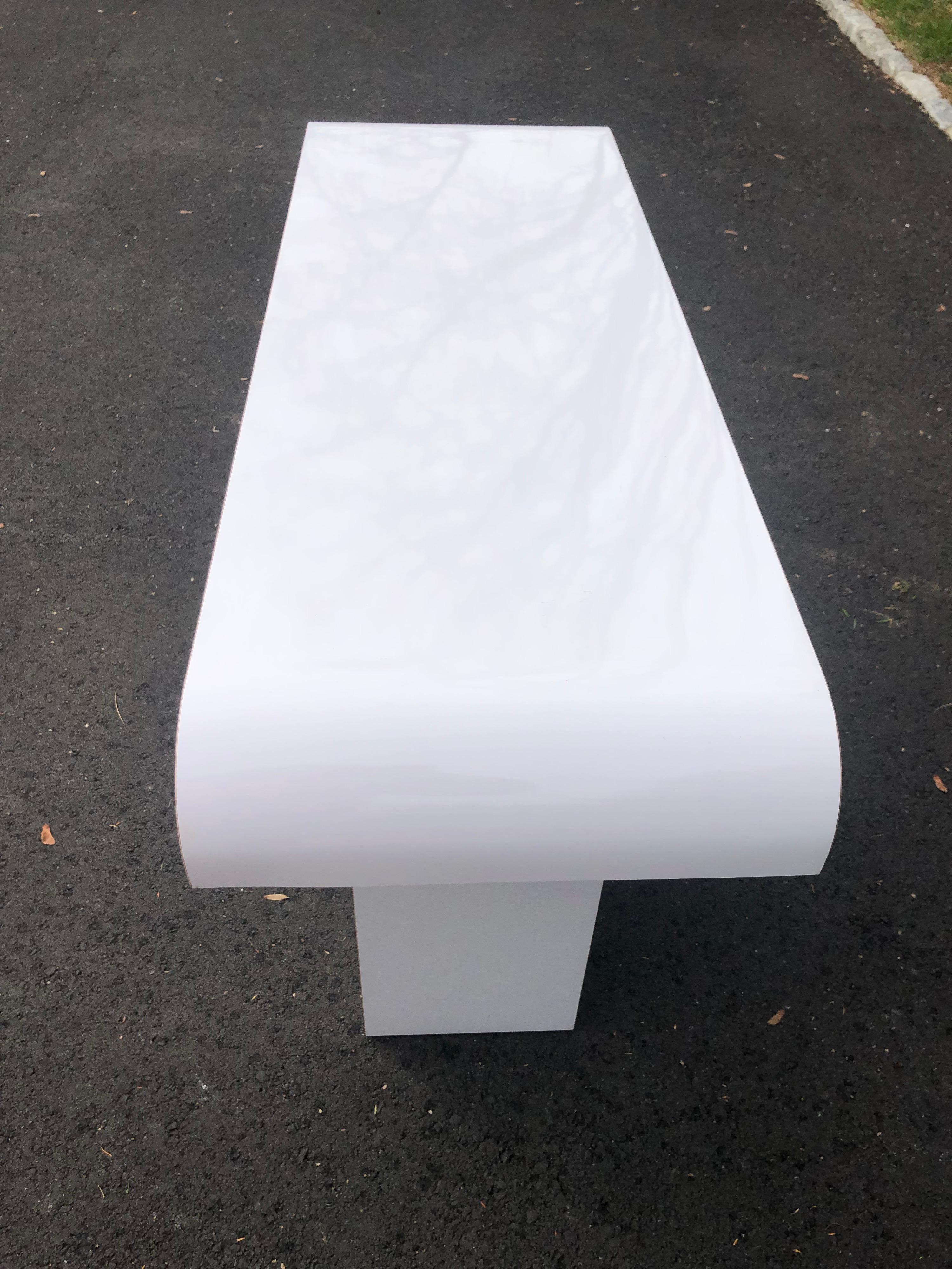 1980's Post Modern White Console Table For Sale 9