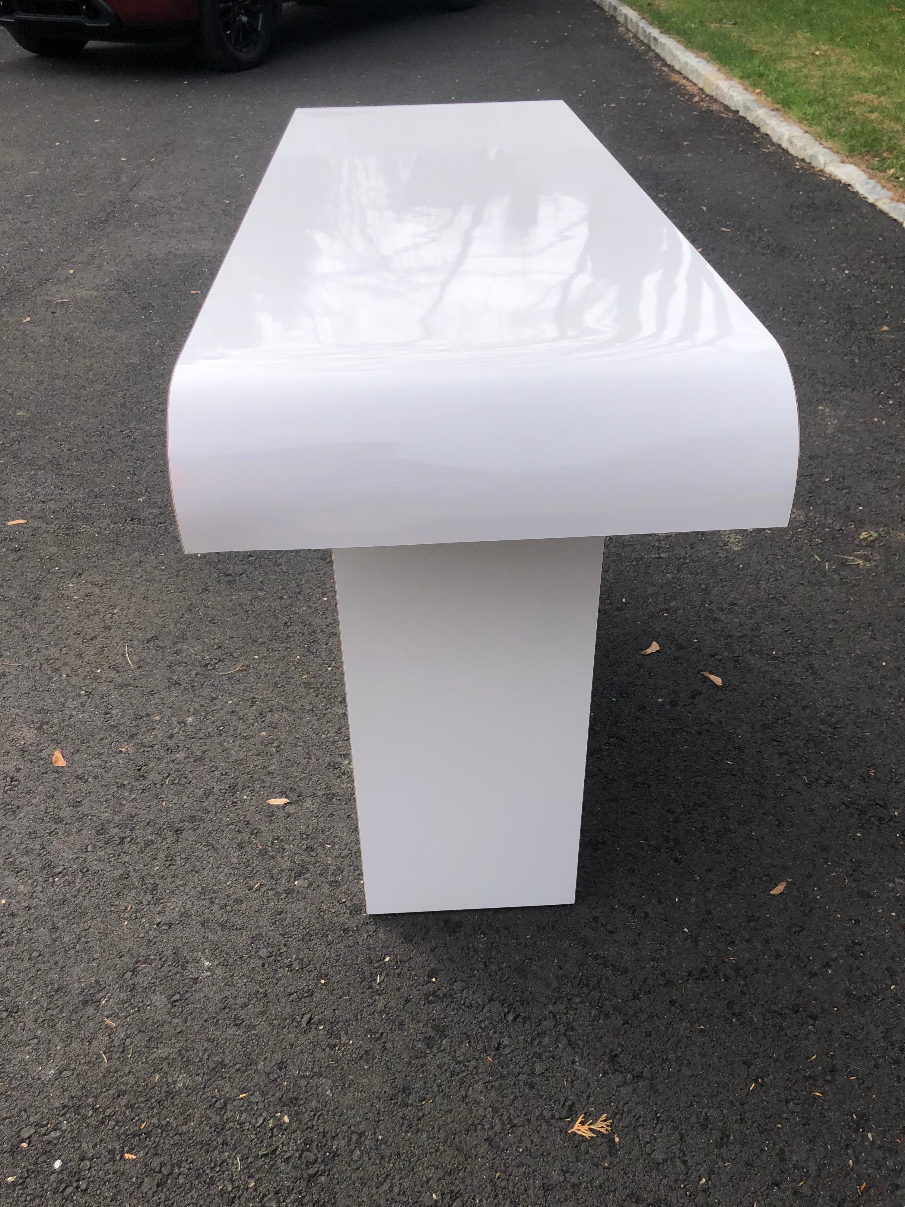 1980's Post Modern White Console Table For Sale 10