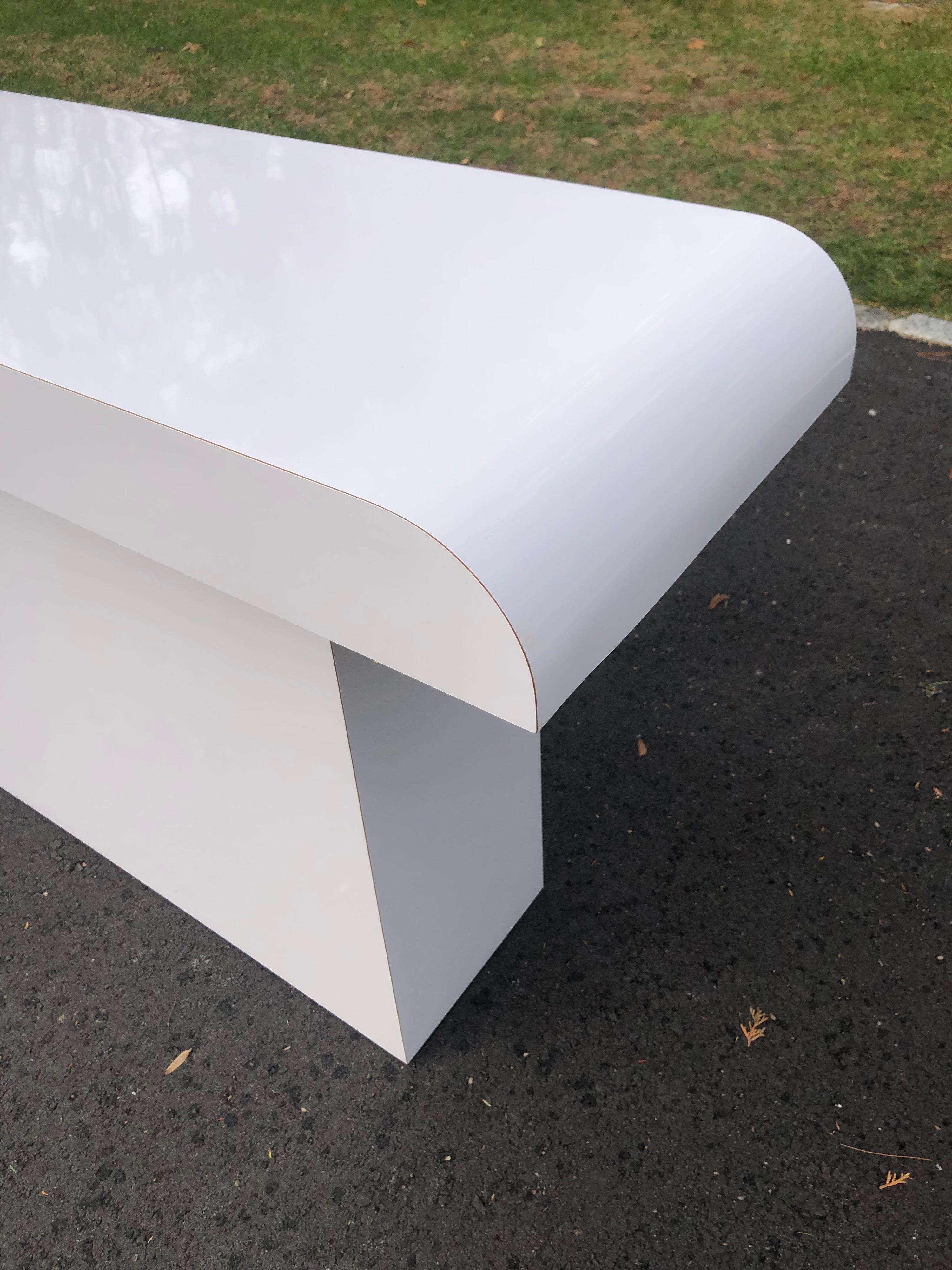 Laminate 1980's Post Modern White Console Table For Sale