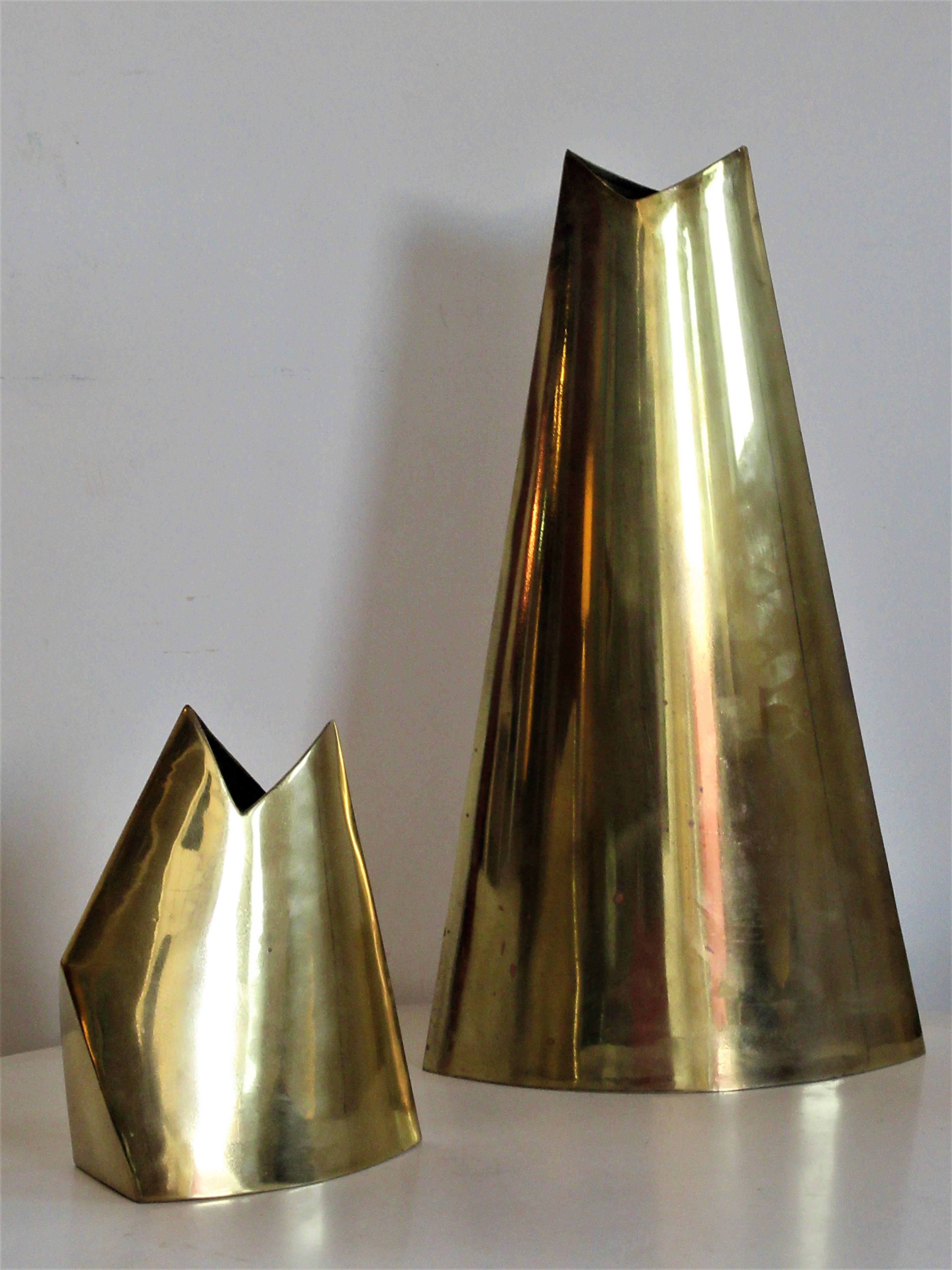 1980's Post Modernist Brass Vases by James Johnston 7