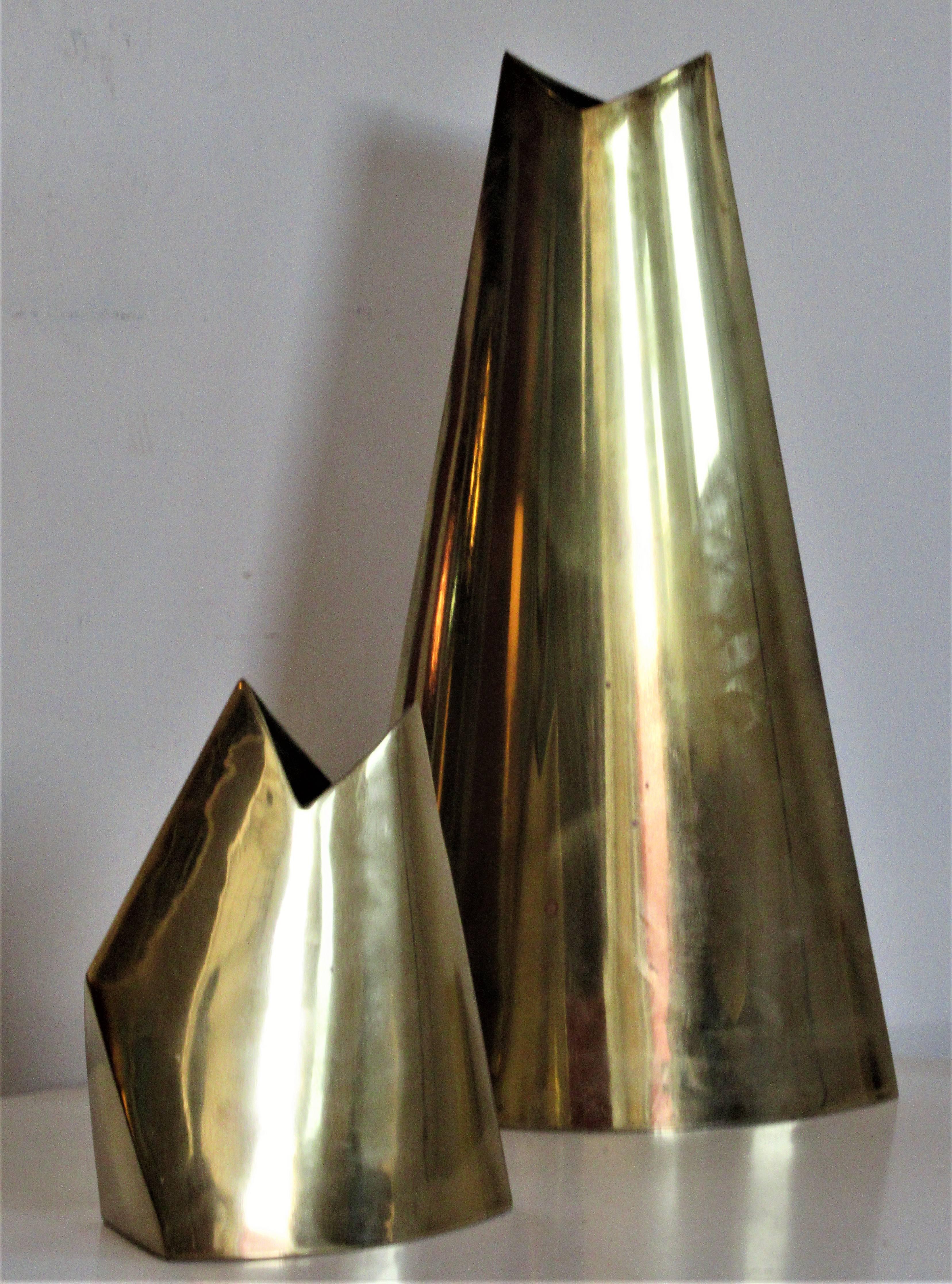 1980's Post Modernist Brass Vases by James Johnston 8