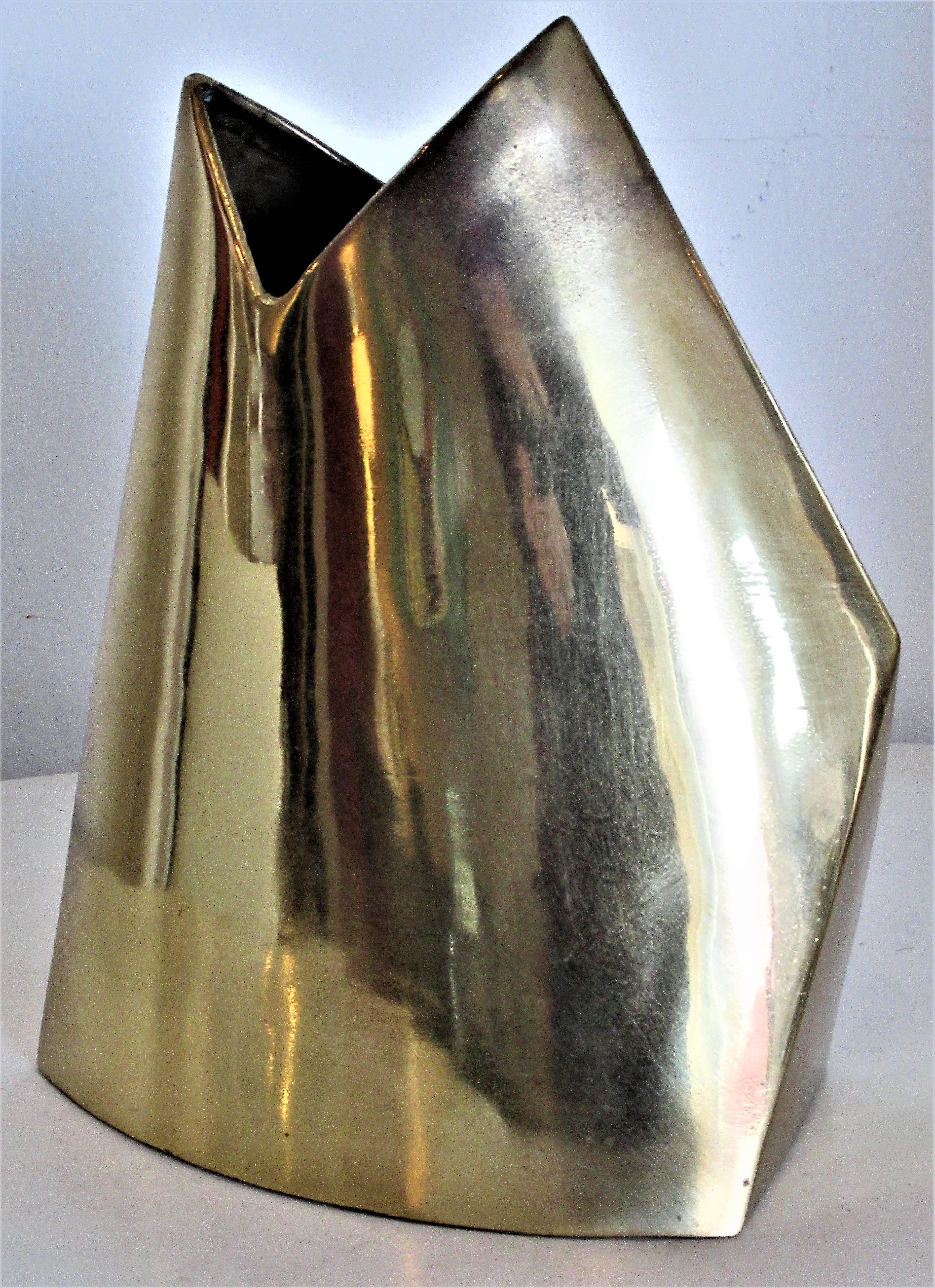 1980's Post Modernist Brass Vases by James Johnston In Good Condition In Rochester, NY