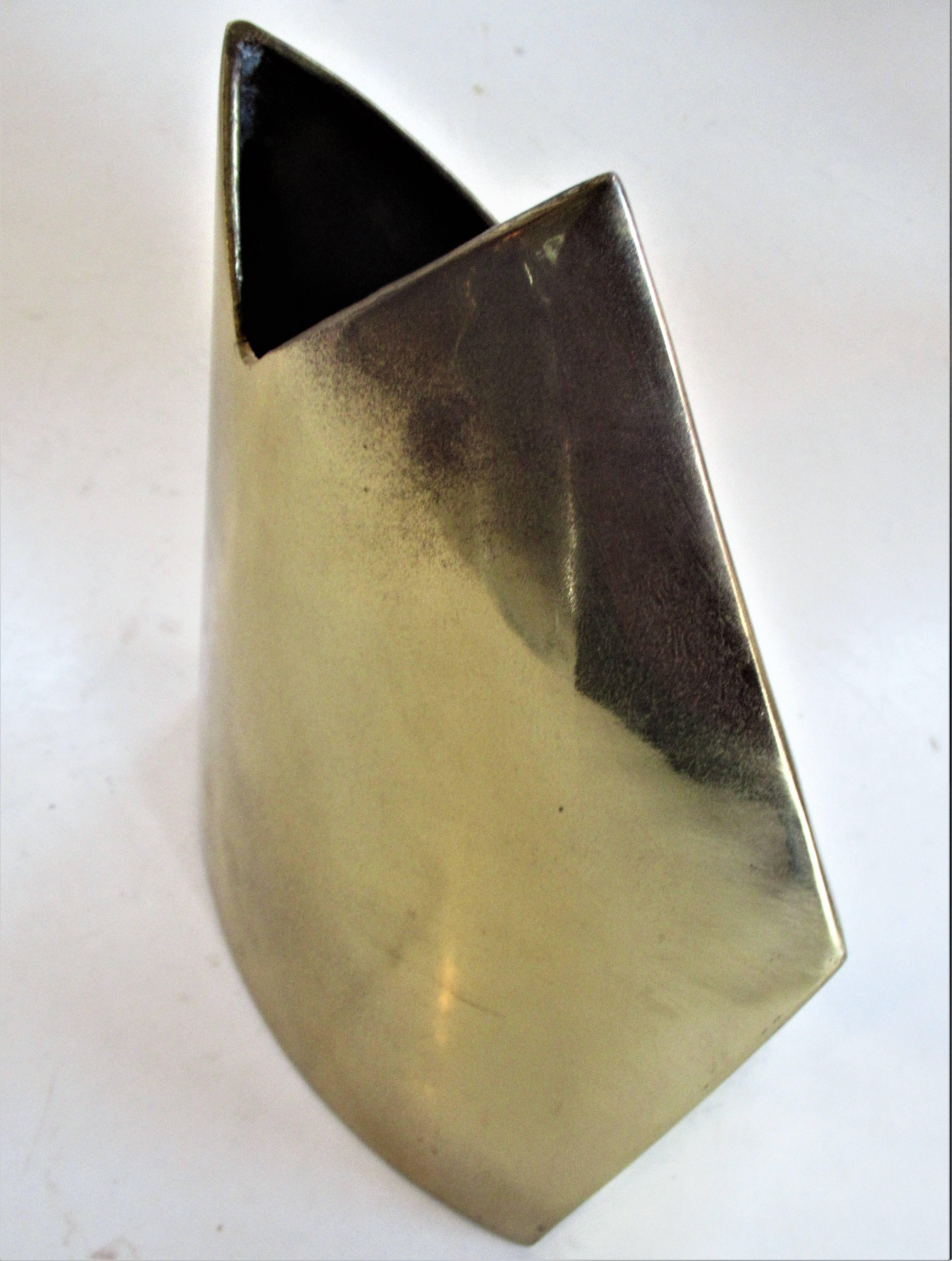 1980's Post Modernist Brass Vases by James Johnston 1