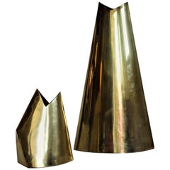 1980's Post Modernist Brass Vases by James Johnston