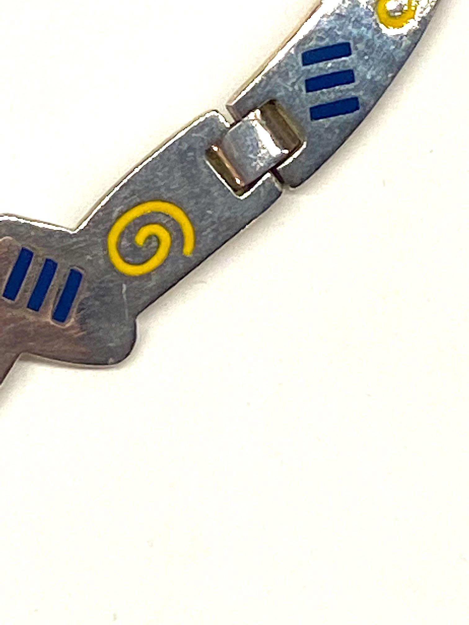 1980s Post Modernist Memphis Style Sterling Silver & Enamel Necklace 7