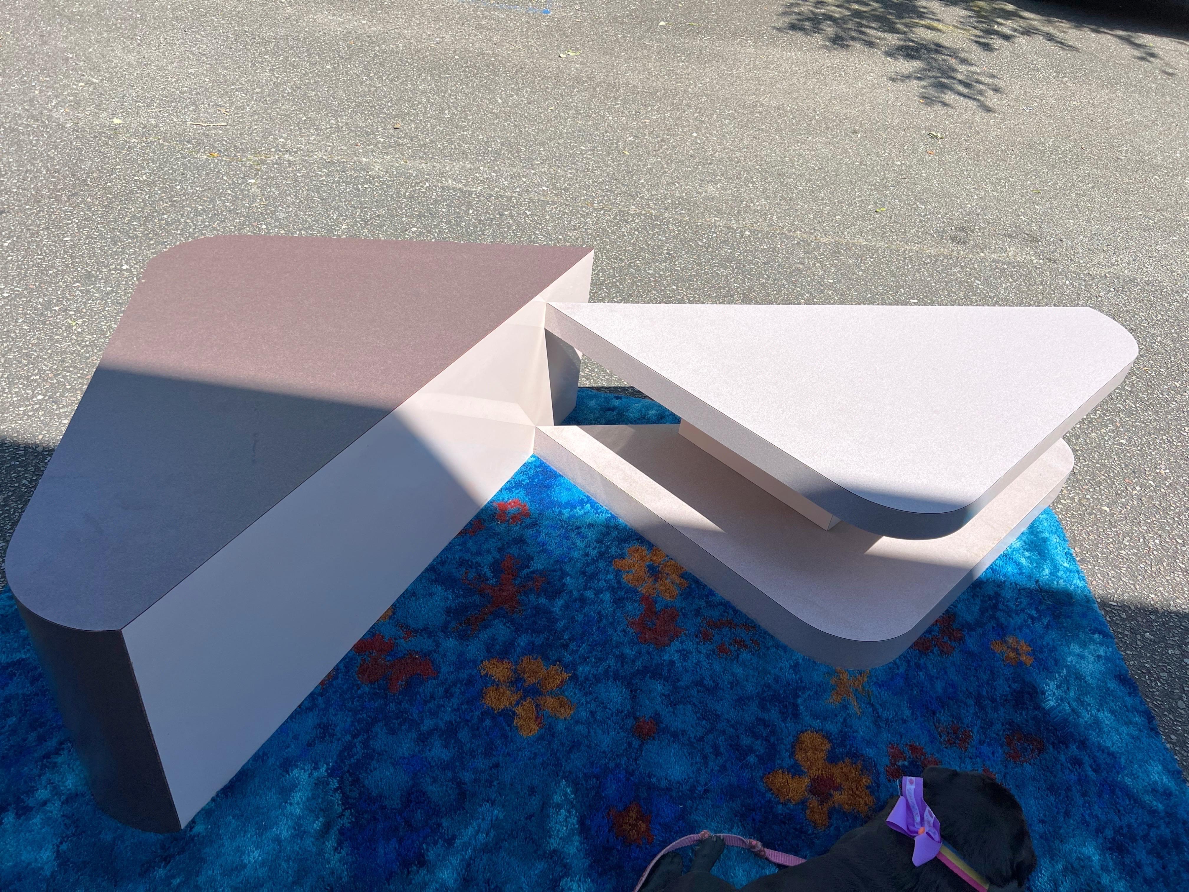 1980s Postmodern 2 Piece Coffee Table For Sale 3