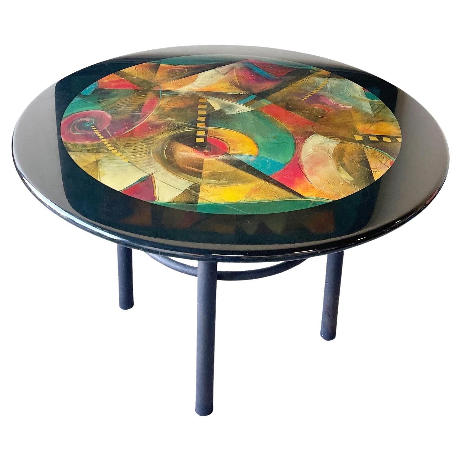 1980s Postmodern Abstract Acrylic Lacquer Dining Table By Empire Art 