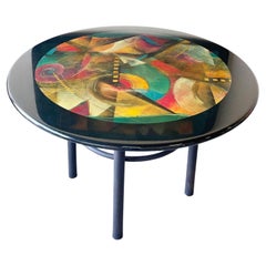 1980s Postmodern Abstract Acrylic Lacquer Dining Table by Empire Art Miami