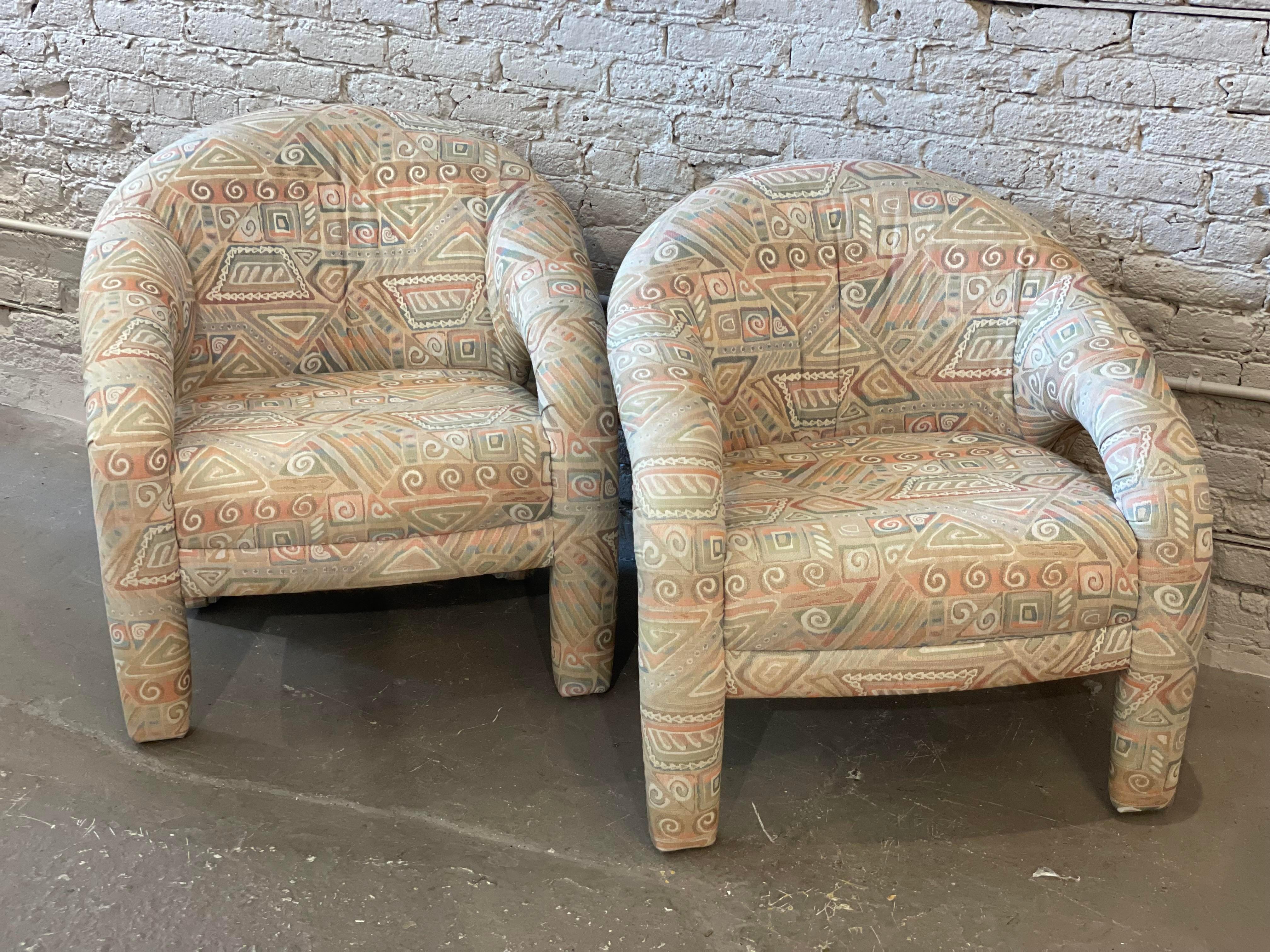 Beautiful chairs in excellent condition. These would be lovely in a living room or bedroom. Chairs are in excellent condition but upholstery is original. No tears or stains.
  